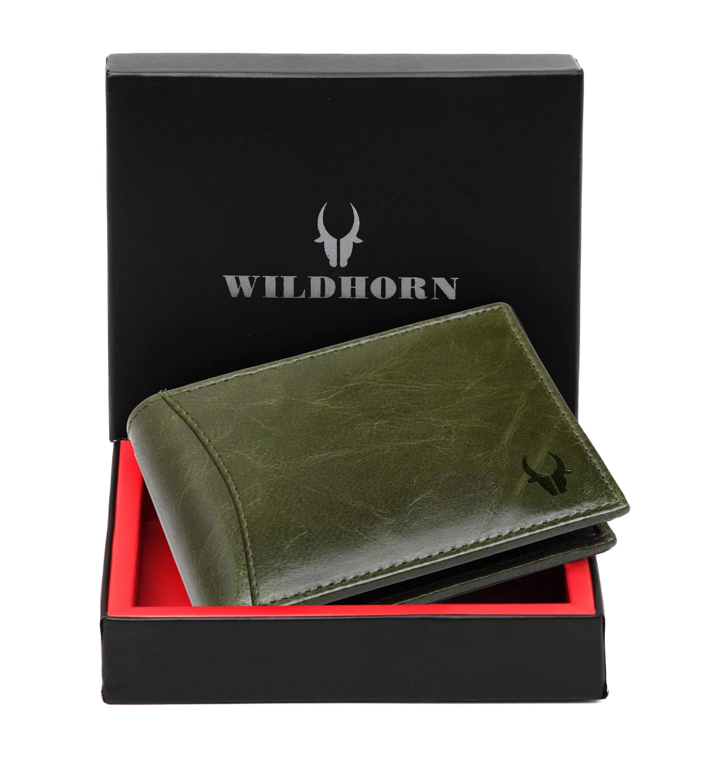 RFID Protected Leather Wallet for Men, Green