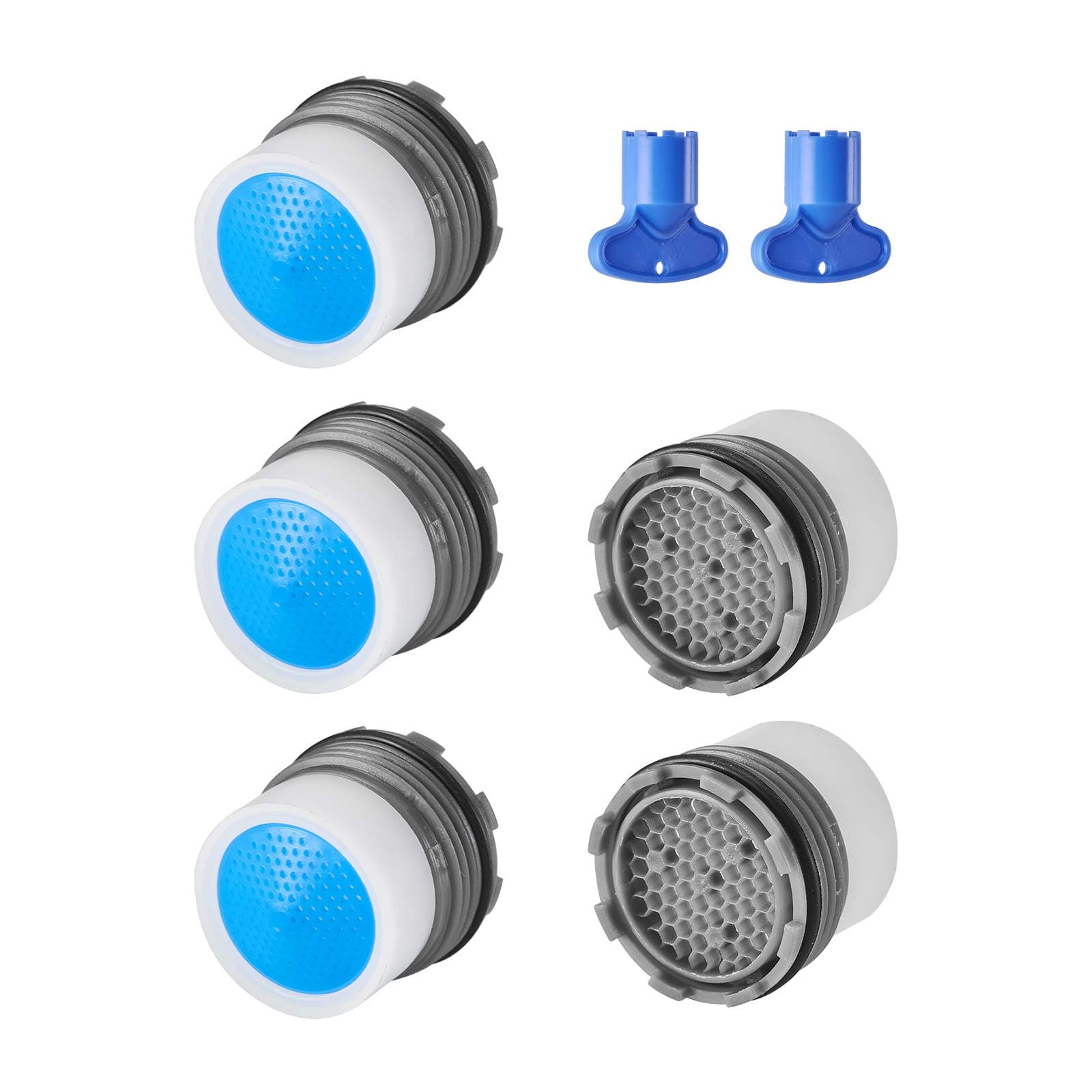 Boolavard Eiggsco Eigso 5 Pieces Faucet Aerator - Insert Water Tap Aerators Faucet Flow Restrictor Replacement Parts for Bathroom or Kitchen,1.2GPM,16.5mm/0.65Inch,Blue
