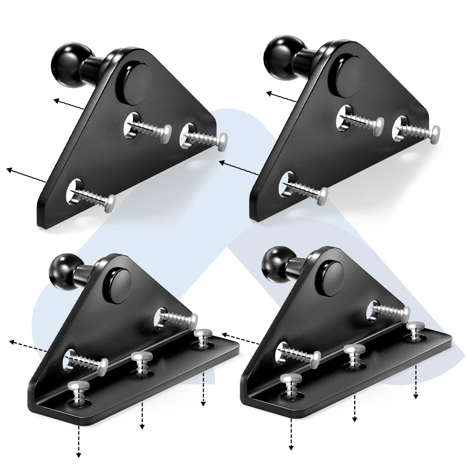 ARANA 10𝒎𝒎 Gas Strut Mounting Brackets, Ball Stud Mount Bracket for Universal Lift Supports Shocks Spring Kits Hardware 4PCS with 16 Screws (Only Fits 10mm Ball Head)