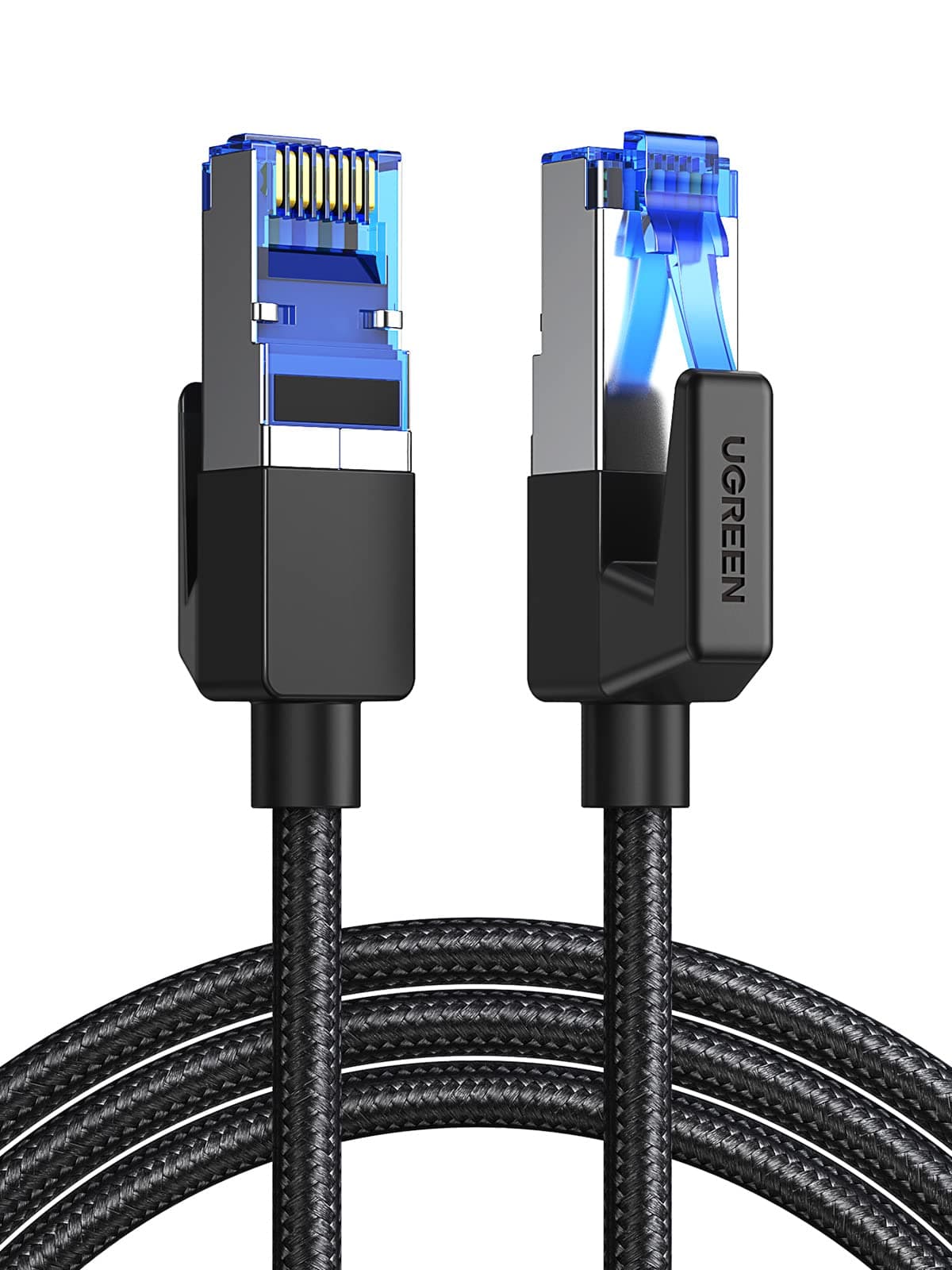 UGREEN Cat 8 Ethernet Cable 1M, 40Gbps High-Speed RJ45 Internet Cable, Braided Double Shielded Ethernet Wire, for office/home/gaming, Compatible with Gaming Switch, PS4, PS5, PC, Router, TV, Xbox