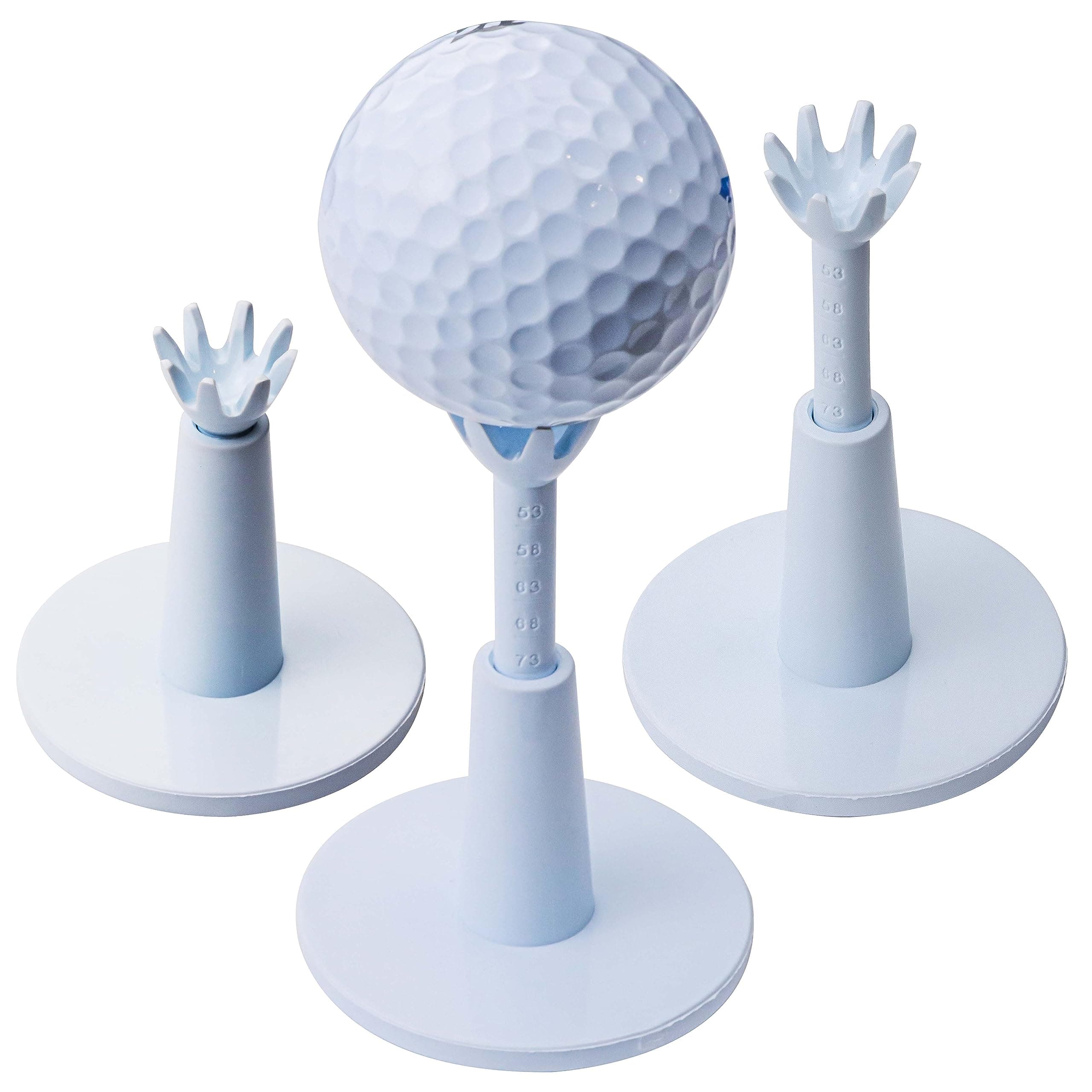 Adjustable Golf Tees - Essential Accessories for Men, Unbreakable & Durable - No Need to Repeatedly Pick Up (3 Pack White)