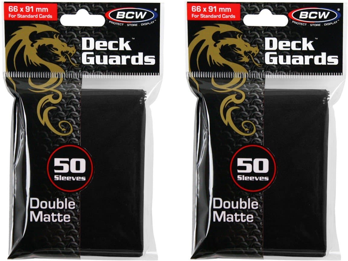 BCW 100ct Deck Guard BLACK MATTE Finish for Stardard Size Collectable Cards - Deck Protector Sleeves [2-Pack Bundle]