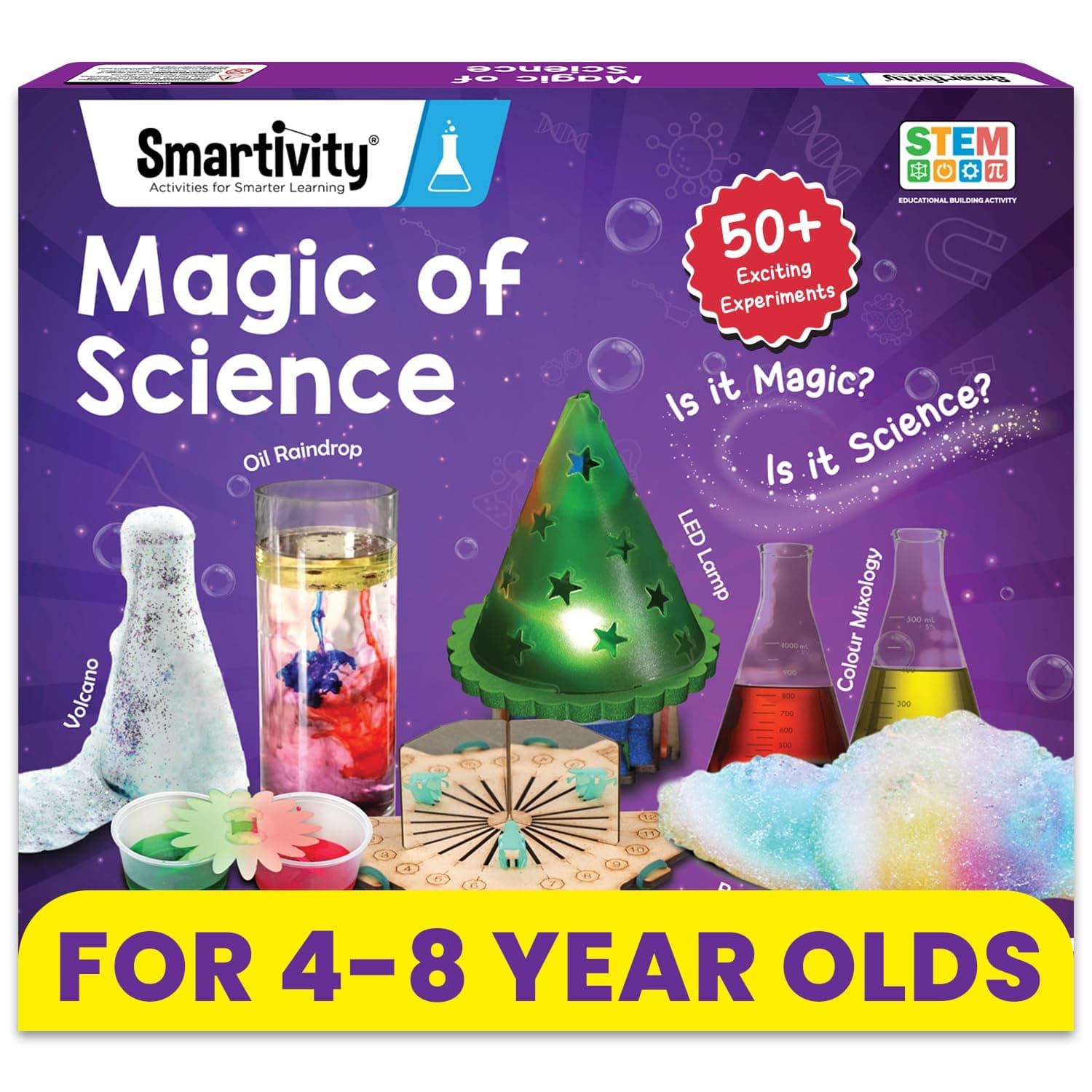 Magic Science Kit for Kids Ages 4-6-8 Years | Birthday Gifts for Boys & Girls | 50+ Amazing Science Experiments I Educational Toy for Kids Age 4,5,6,7,8 Year Old