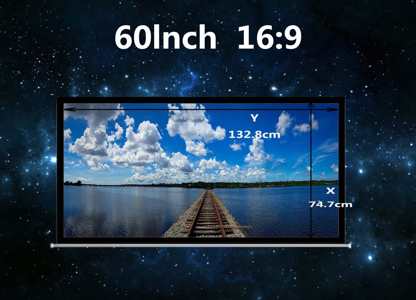 YEAT 60”inch 16:9 portable projection screen, easy foldable indoor and outdoor projector screen warp knitting fabric for home theater movie