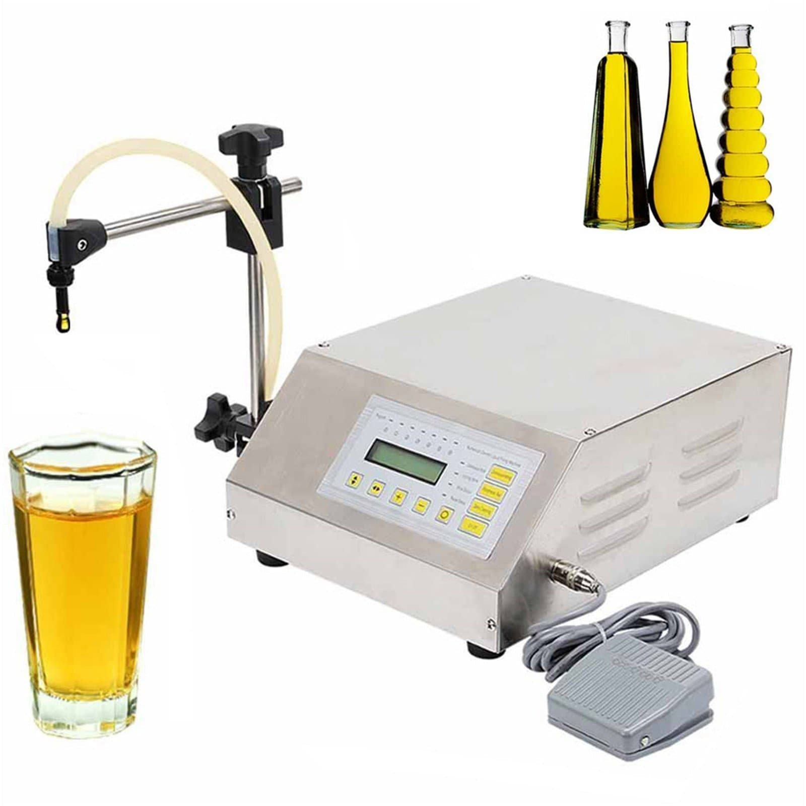 ZONEPACK Automatic Liquid Filling Machine Pump Numerical Filler Digital Control Bottle Filling Machine Water Milk Drinks Filler 5ml to 3500ml (Machine with extra tube)