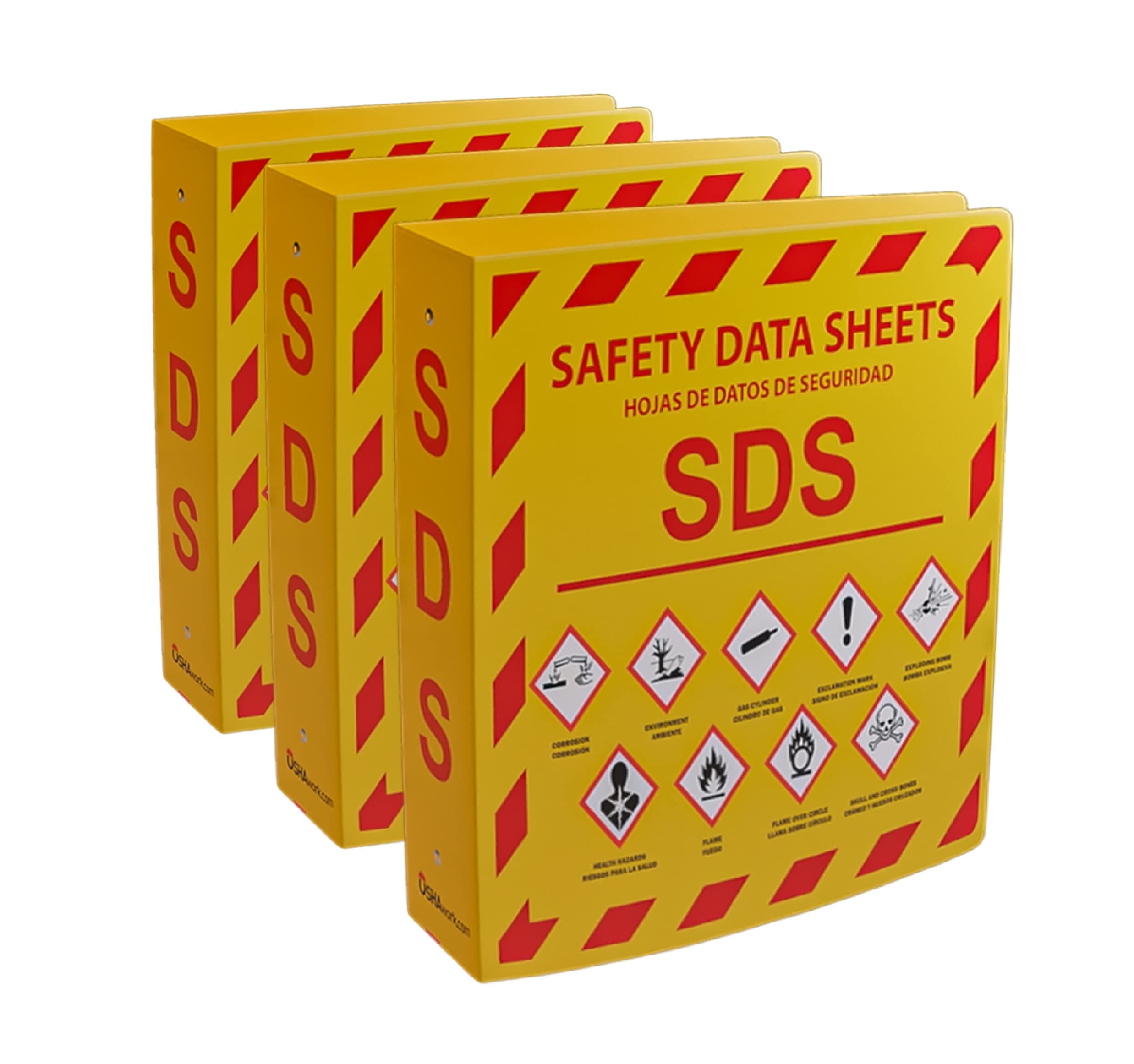 (YS), SDS Binder - Updated 2023 Requirements, 3-Pack, Heavy Duty 3 Inch, 3 Ring Safety Data Sheet SDS Binder…