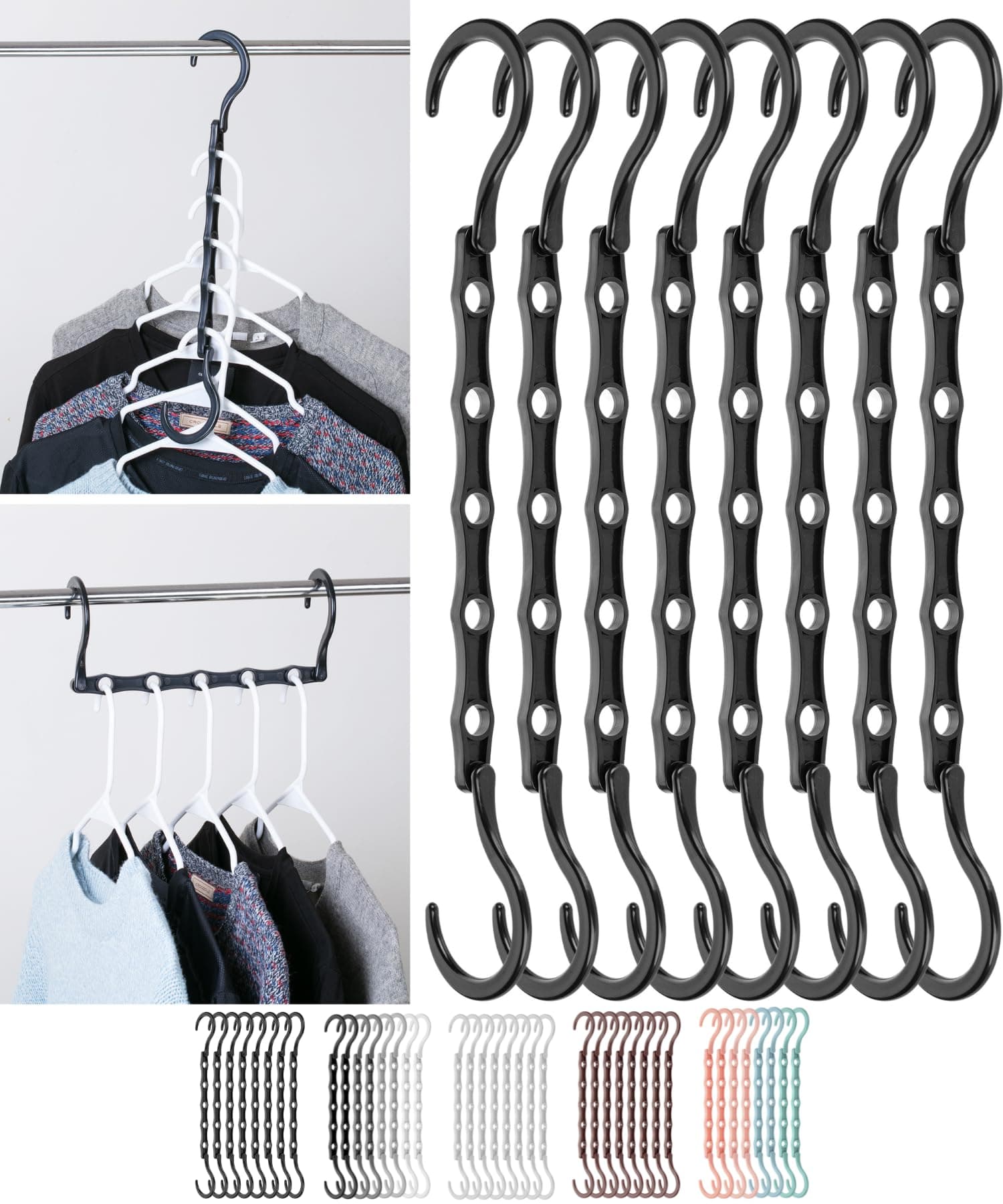 Mr. Pen Space Saving Hangers - Black, 8 Pack - Magic Hangers for Closet Space Savers