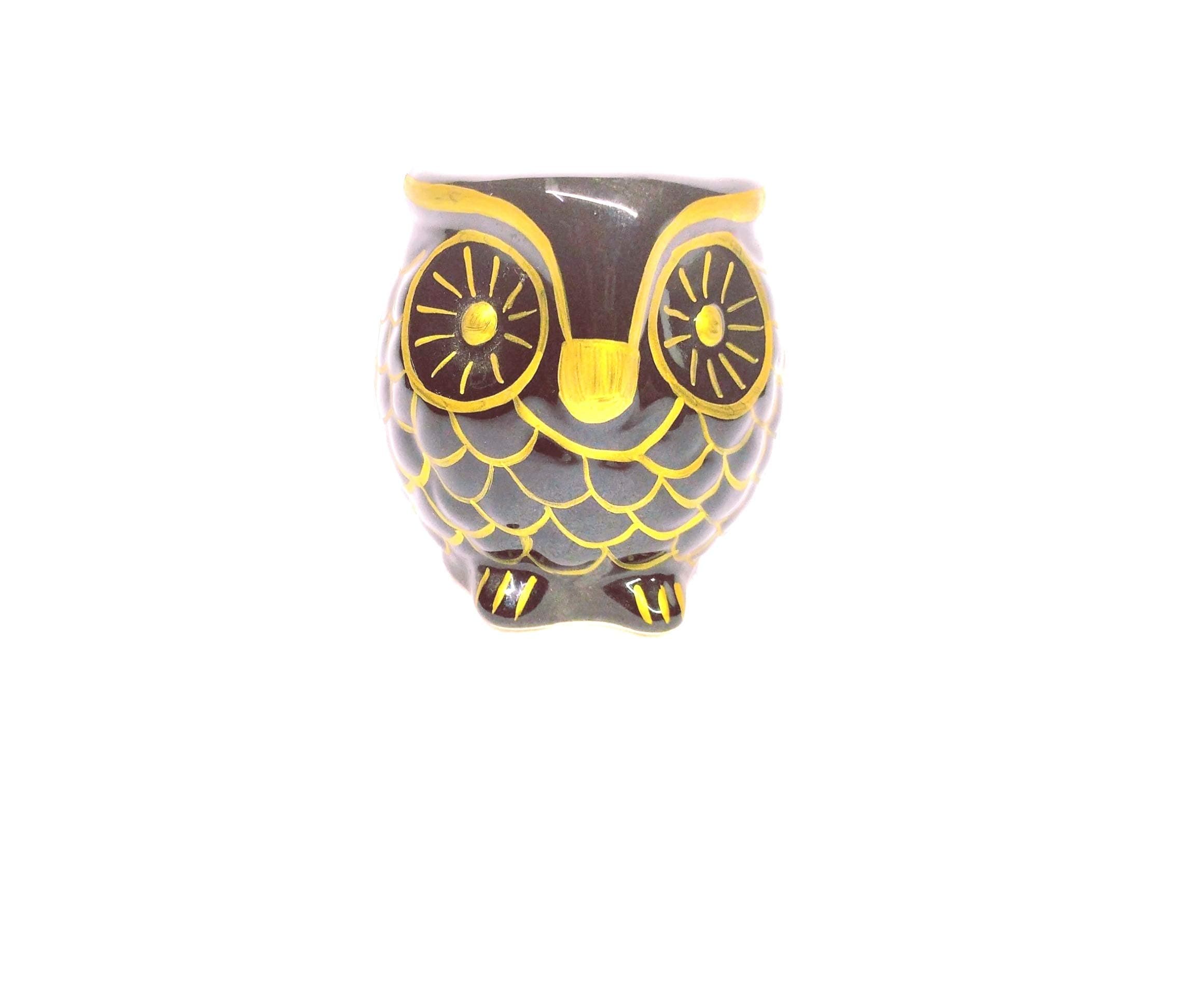 Guuchuu Ceramic Owl Planter (3 inch) (Black)