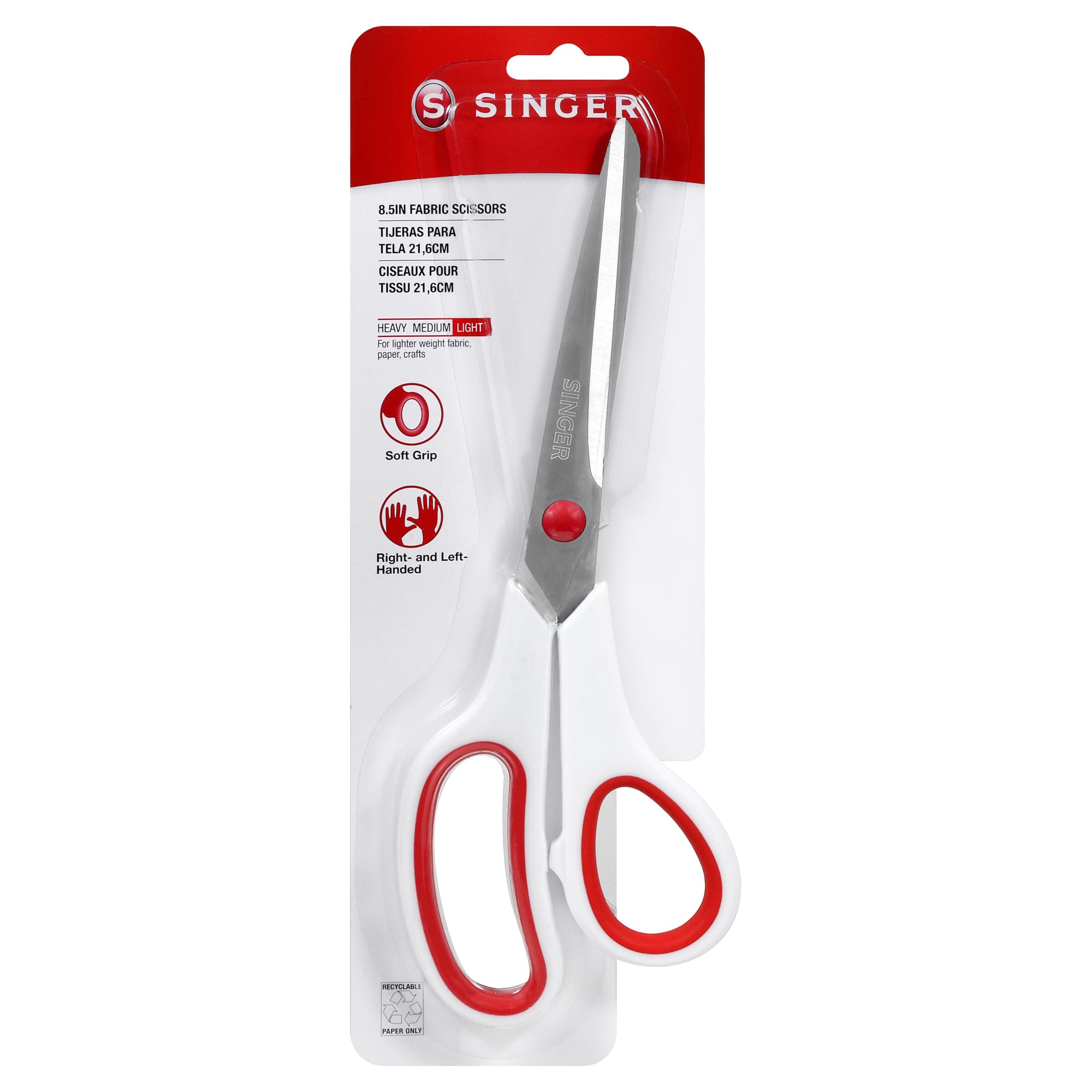 Fabric Scissors with Comfort Grip, 1-pack, Red & White