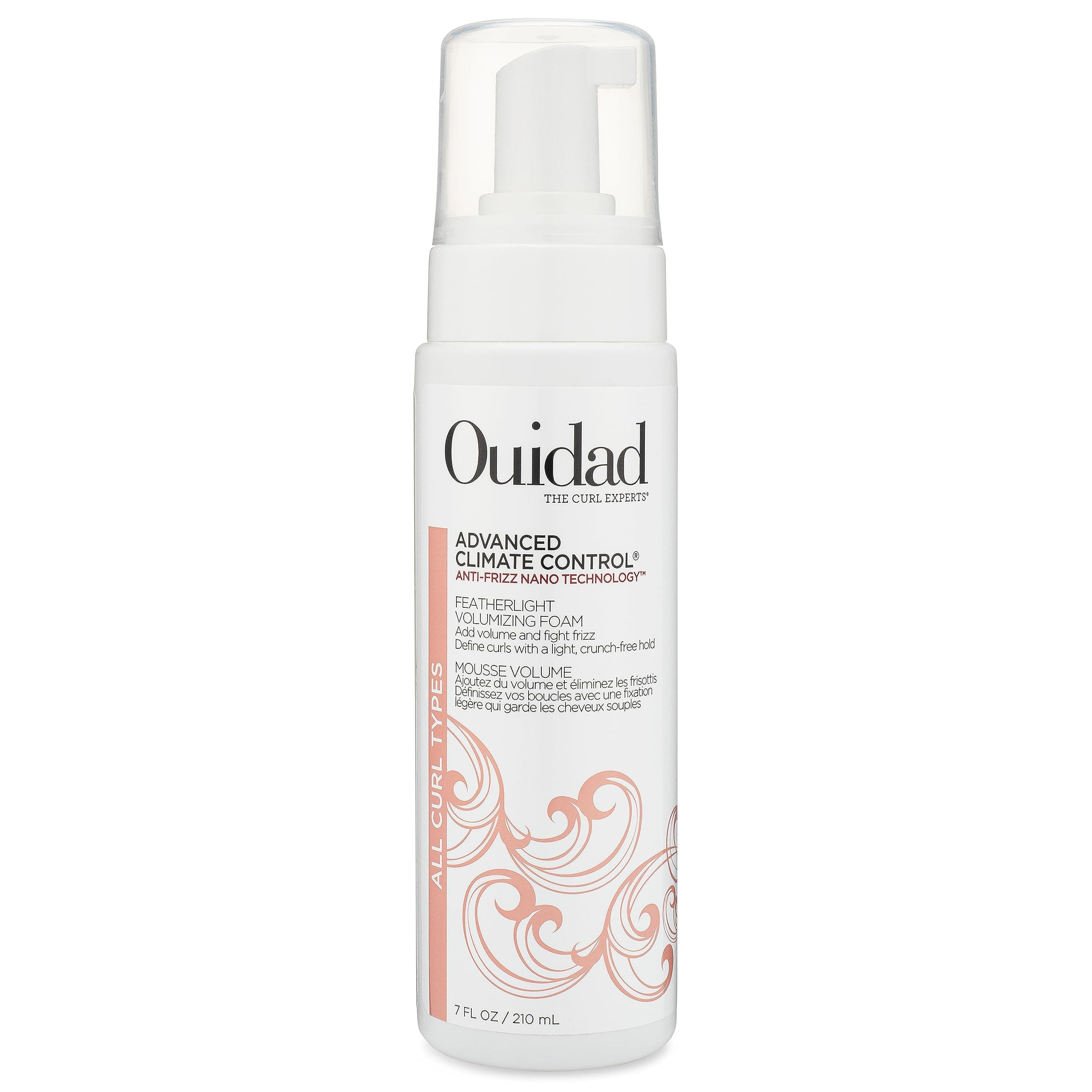 Ouidad Advanced Climate Control Volumizing Foam - 7 fl oz, Lightweight Hair Styling Foam, Anti-Frizz Nano Technology, Adds Volume, Fights Frizz & Defines Curls, Crunch-free Hold, For All Curl Types