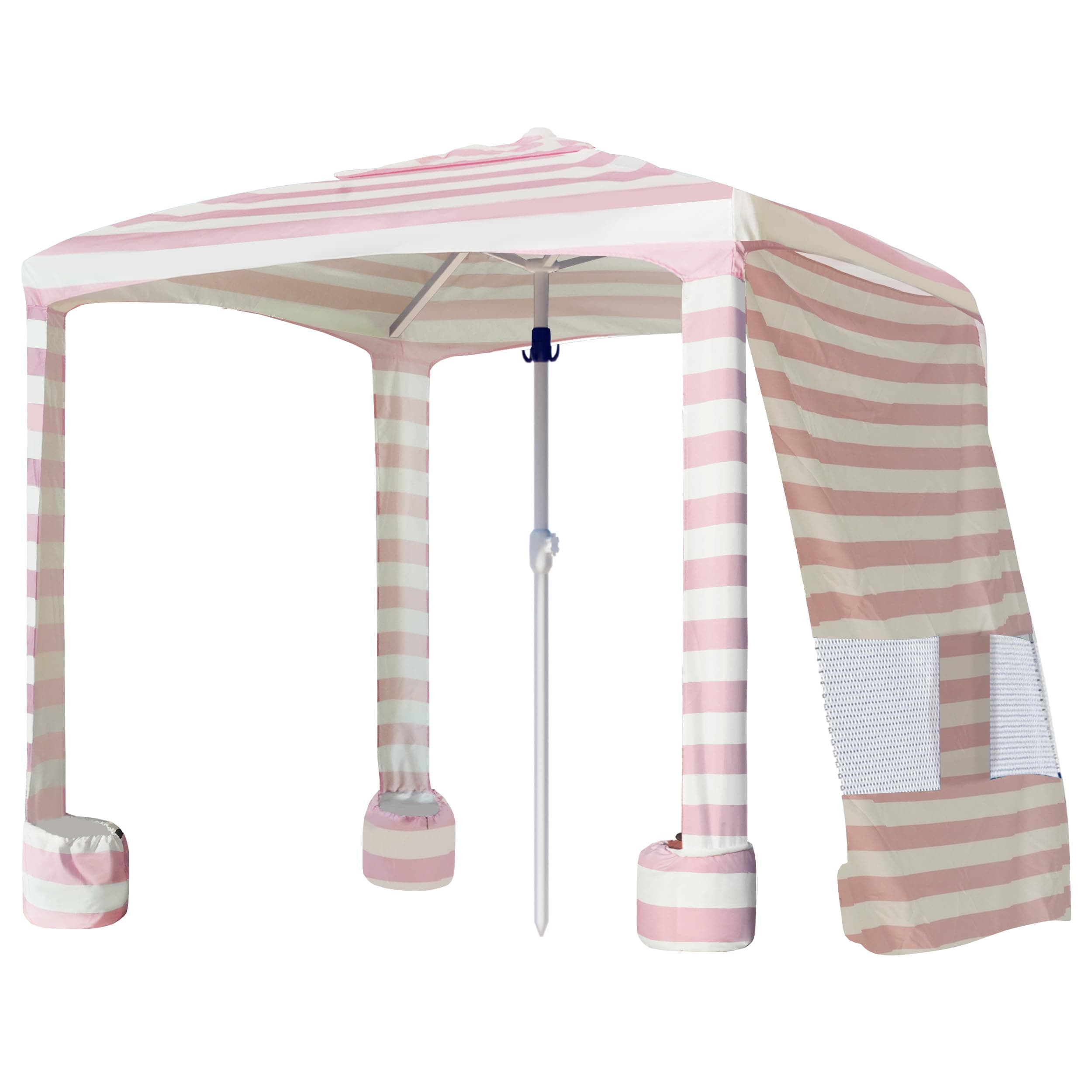 AMMSUN Beach Cabana, 6.2'×6.2' Beach Canopy, Easy Set up and Take Down, Cabana Tent with Sand Pockets, Instant Sun Shade with Side Wall, Elegant Pink