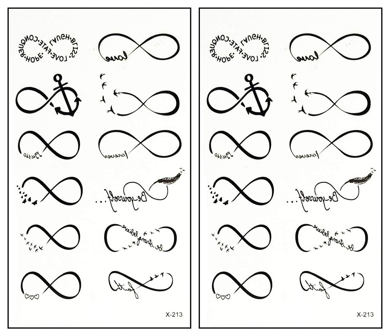 Mini Tattoos 2 Sheets Anchor Heart Bird Eight Infinity Lines Cartoon Tattoos Art Stickers Waterproof Temporary Painting Make up Sexy Body Fake Tattoo for Men Women Teens (01)