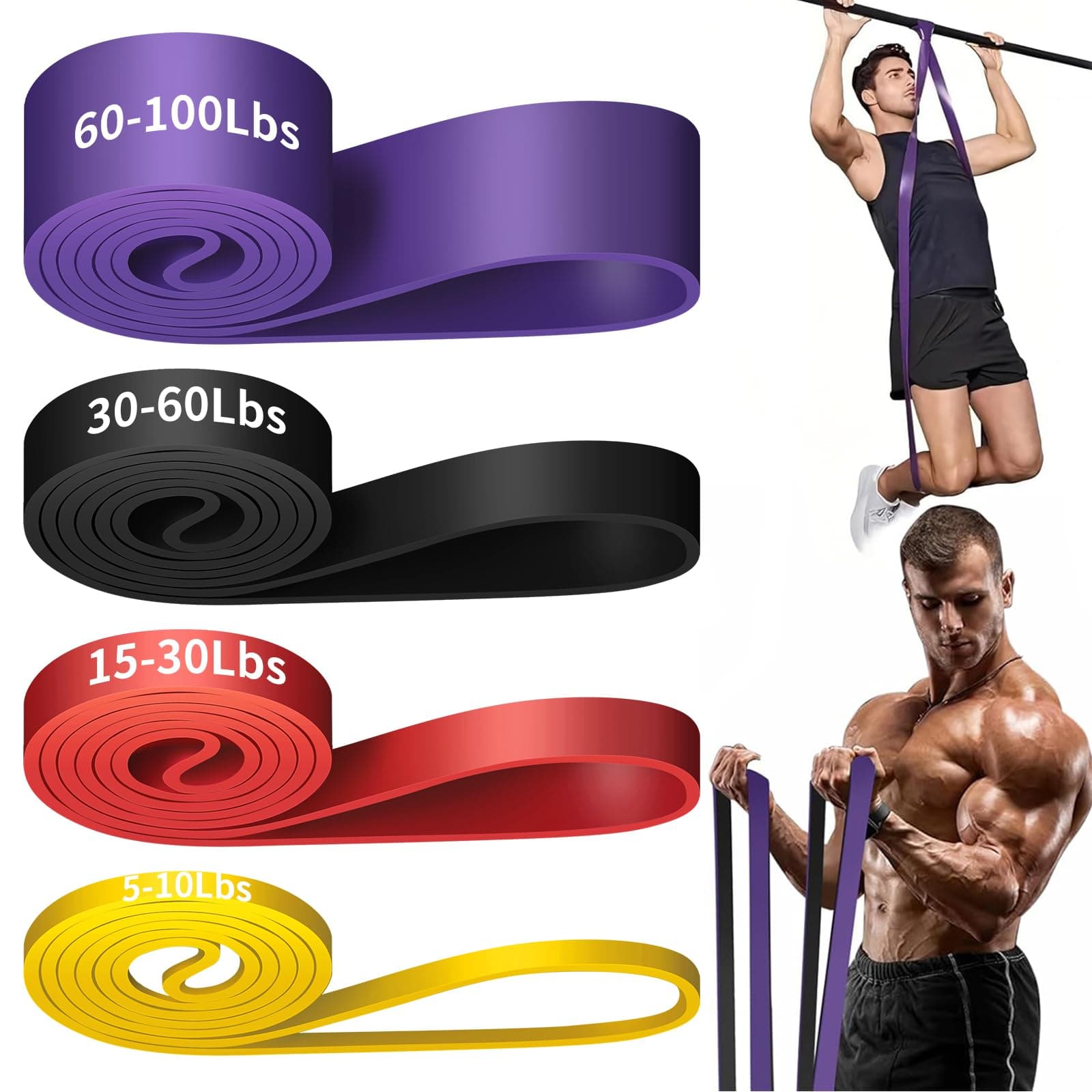 Alllvocles Resistance Band, Pull Up Bands, Pull Up Assistance Bands, Workout Bands, Exercise Bands, Resistance Bands Set for Legs, Working Out, Muscle Training, Physical Therapy, Shape Body, Men Women