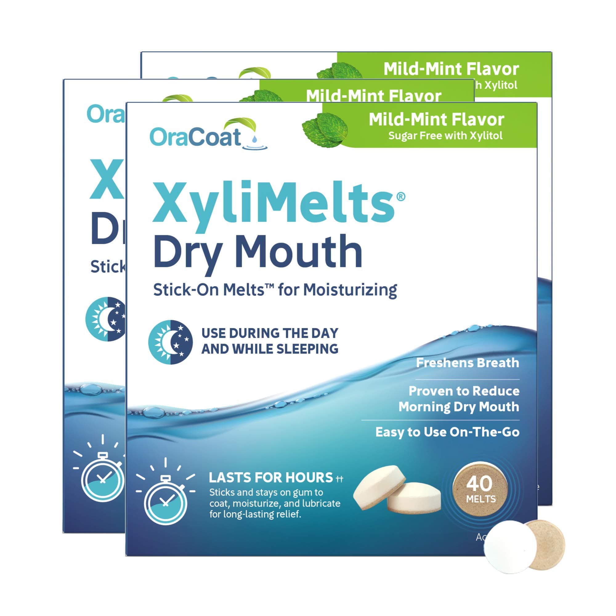 XyliMelts Discs for Dry Mouth 40 Mints (3 pack)