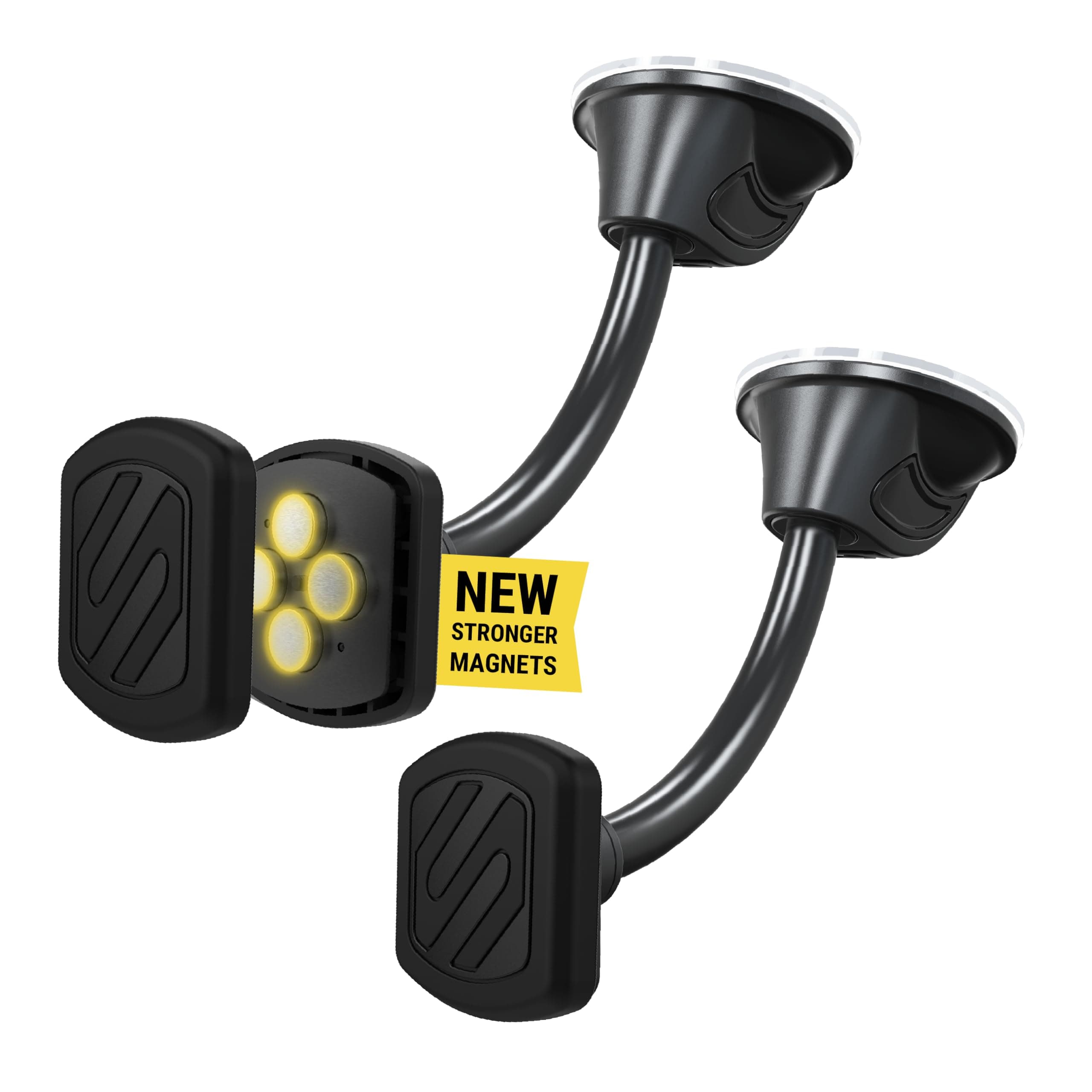 Scosche MXWDL Extra Strong MagicMount Magnetic Car Dashboard/Windshield Phone Holder with Extra Strength Magnet and Thicker Metal Plate for Max Hold, Cell Phone Mount for All Smartphones, Pack of 2