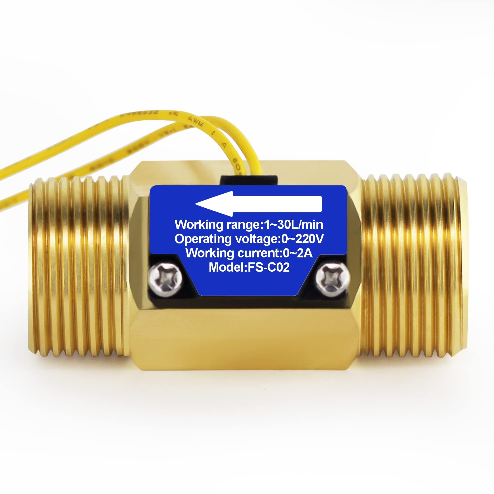 DIGITEN FS-C02 G3/4" BSP Male Thread Water Flow Switch 0-2A/ 0-220V(AC or DC) for Shower Flow Water Heater
