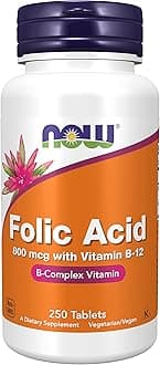 Foods, Folic Acid, 800mcg, 250 Vegan Tablets, Lab-Tested, High Dose, Vitamin B12, Gluten Free, SOYA Free, Vegetarian