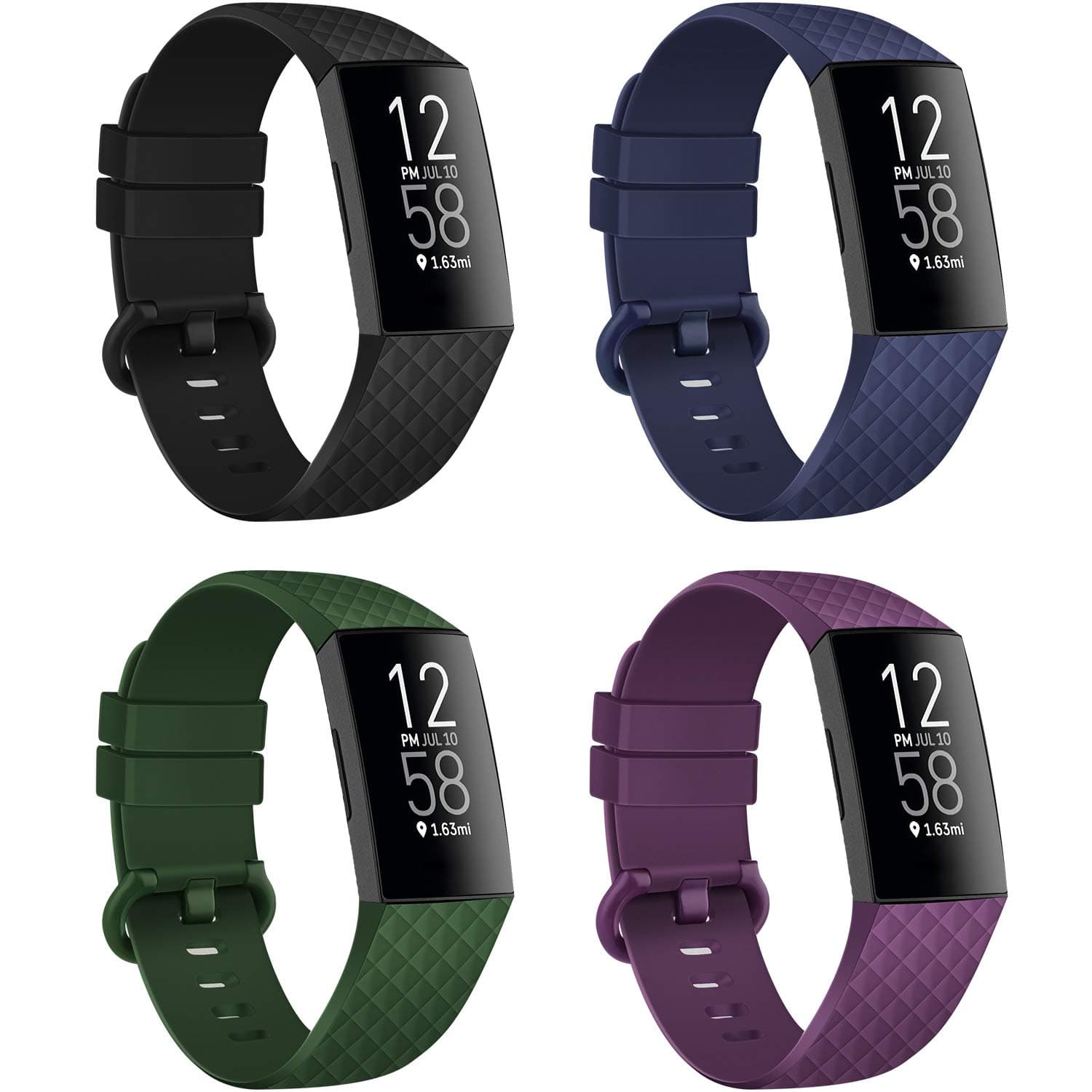 poshei 4 Packs Bands Compatible with Fitbit Charge 4 / Fitbit Charge 3 / Fitbit Charge 3 SE for Women and Men, Classic Replacement Wristband, Soft Silicon Waterproof Quick Release Sports Strap