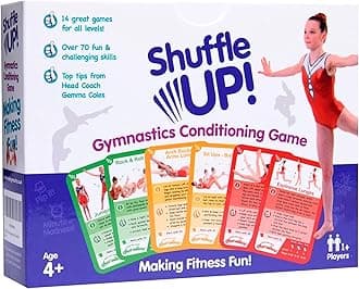 Shuffle Up Gymnastics Card Games - 70+ Fun & Active Skills Cards for Kids, Fitness Cards Develop Fundamentals, Stamina & Strength, Easy to Play for Kids | Multiple Skills Level Card Include 2 Dices