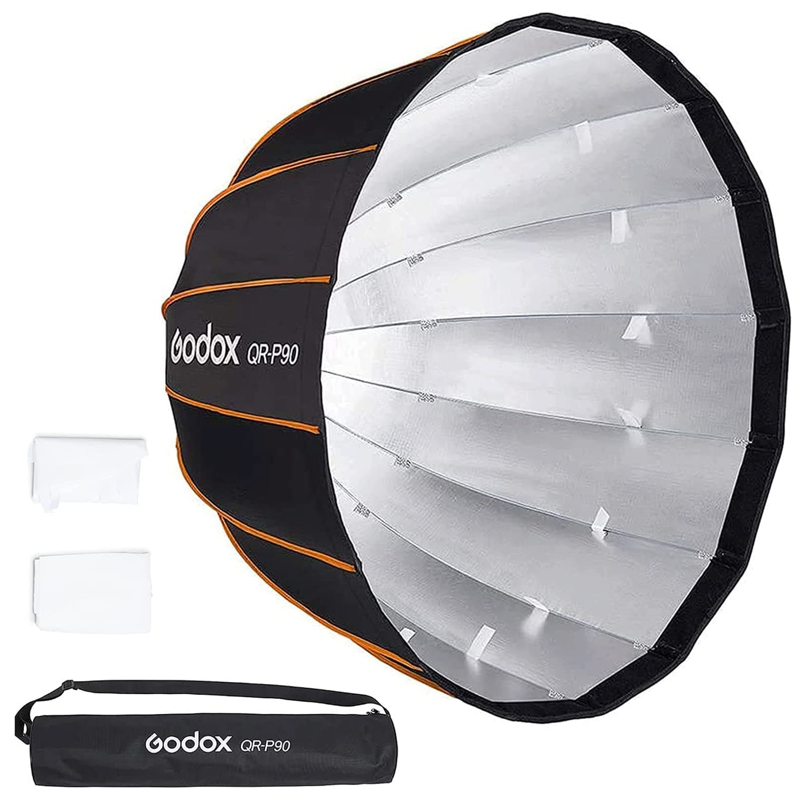GODOX QR-P90 35.5"/90cm Quick Release Portable Deep Parabolic Softbox for Camera Photography Studio Flash fit Bowens Mount,Studio Flash Umbrella Diffuser with Grid
