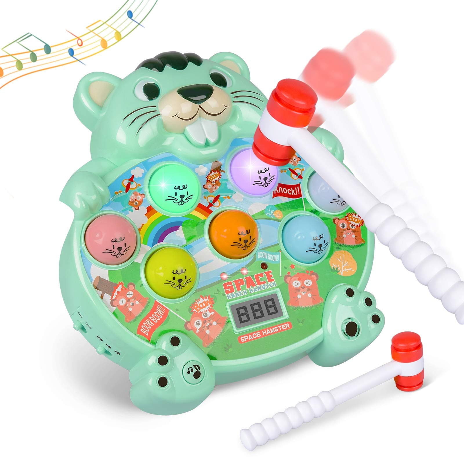 GaHoo Whack a Mole Pounding Hammering Game - Early Development Toy with Light and Sound - Baby Interactive Fun Toy Best Birthday Gift for 2, 3, 4, 5, 6, 7, 8 Year Old Boys Girls