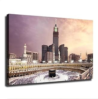 Islamic Hajj Makkah Canvas Wall Prints poster Modern Home Aesthetic Decor Wall art for Bedroom Dorm (24x36inch Unframed)