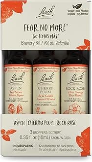 Bach Original Flower Remedies, Fear No More Trio Kit, For Courage & Bravery (Non-Alcohol Formula), Natural Homeopathic Flower Essence, Vegan, 3 x 10mL Droppers
