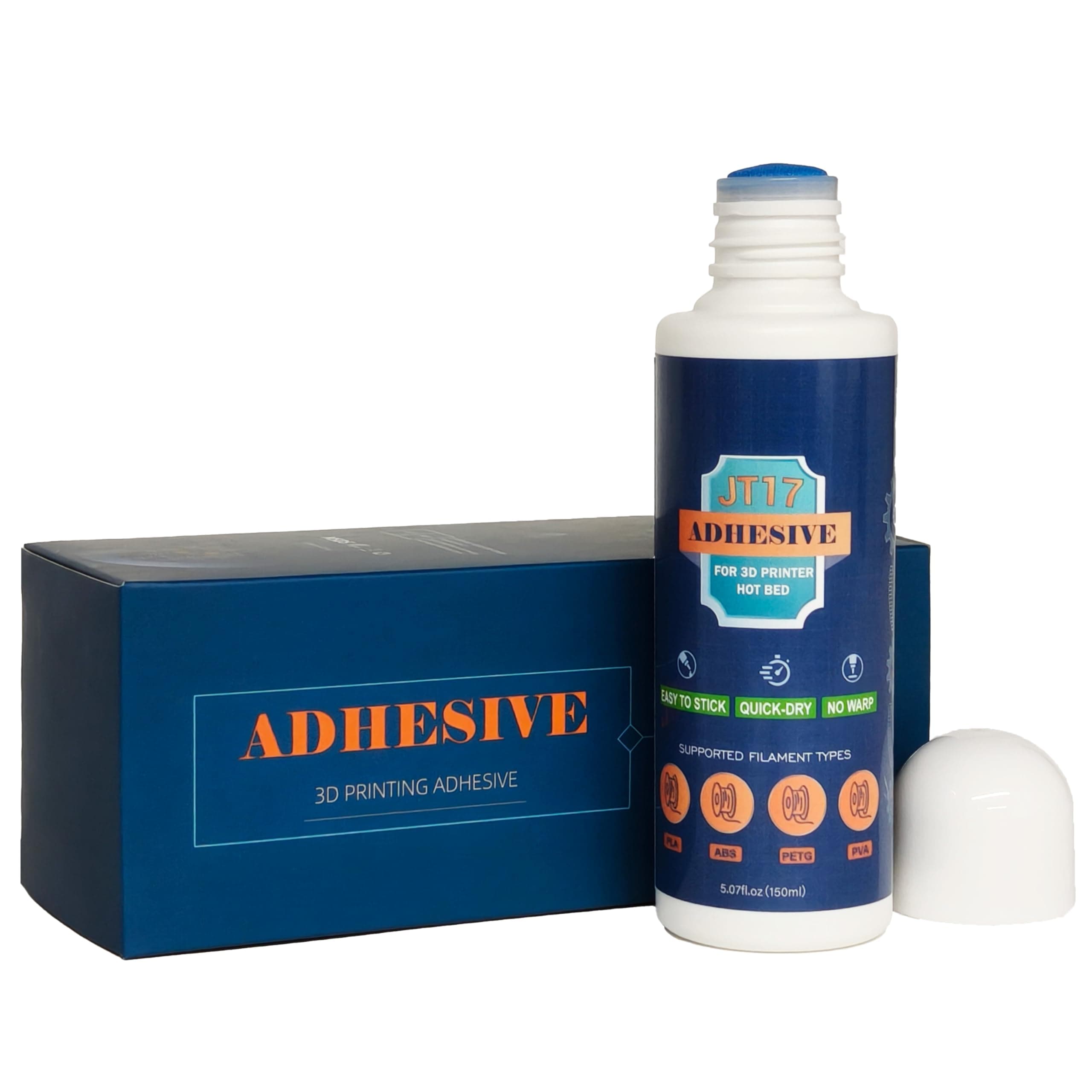 Upgraded 3D Printer Glue for Build Plates, Perfect First Layer Adhesion, Improved Ease of Removal w/New Formula, Liquid Adhesive for PLA PETG ABS Filaments, 5.07 fl oz (150mL)