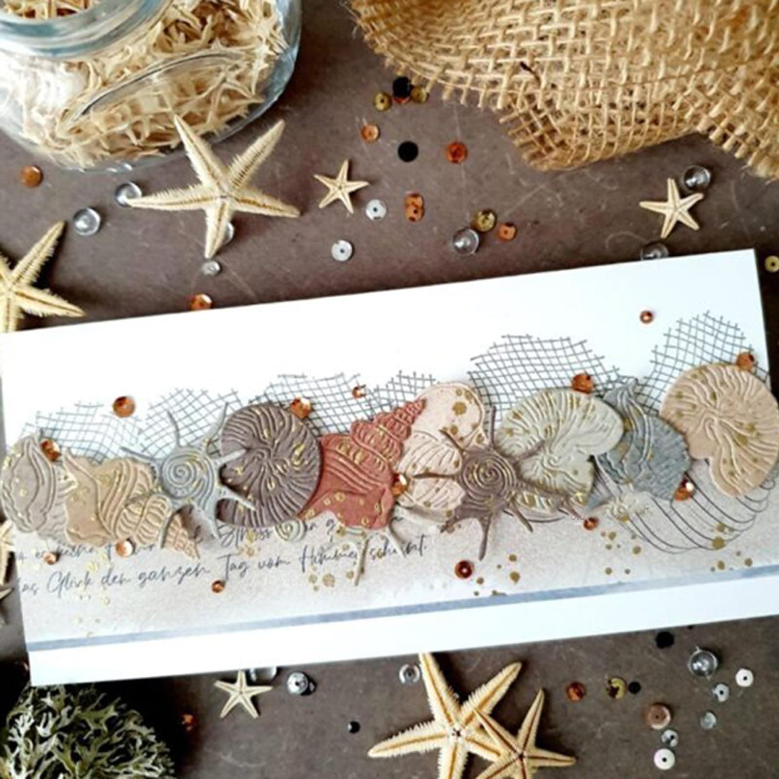 Lapoo Cutting Die for Scrapbooking, 3D Backgrounds Frame New Cutting Dies DIY Album Card Making Decor Paper Craft Metal Die Cuts Party Decorations (Whelk Sea 3.9 x 3 in)