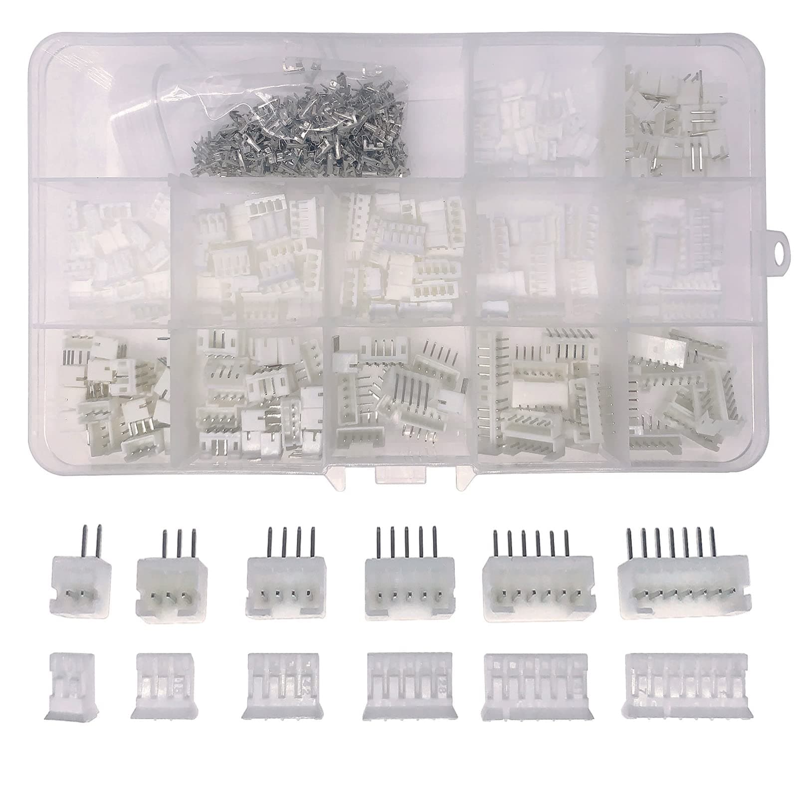 540-Piece JST-PH 2.0 mm Connector Kit - 2.0 mm Pitch Female Pin Header with 2/3/4/5/6/7 Pin Housing JST Connector Adapter Plug Terminals