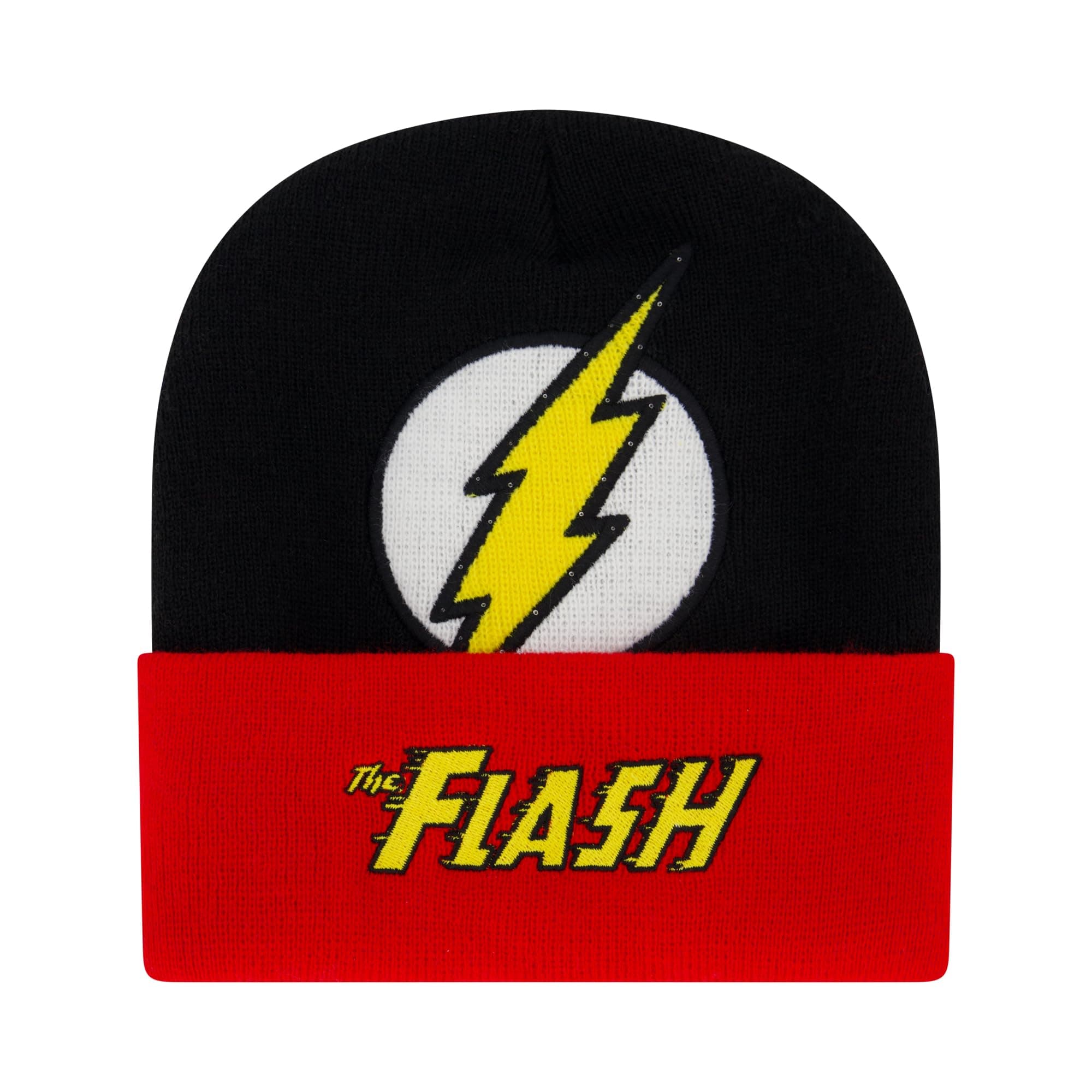 Concept OneDC Comics The Flash Beanie Hat, LED Light Up Winter Knit Cap with Logo and Cuff, Black, Size, Black, size