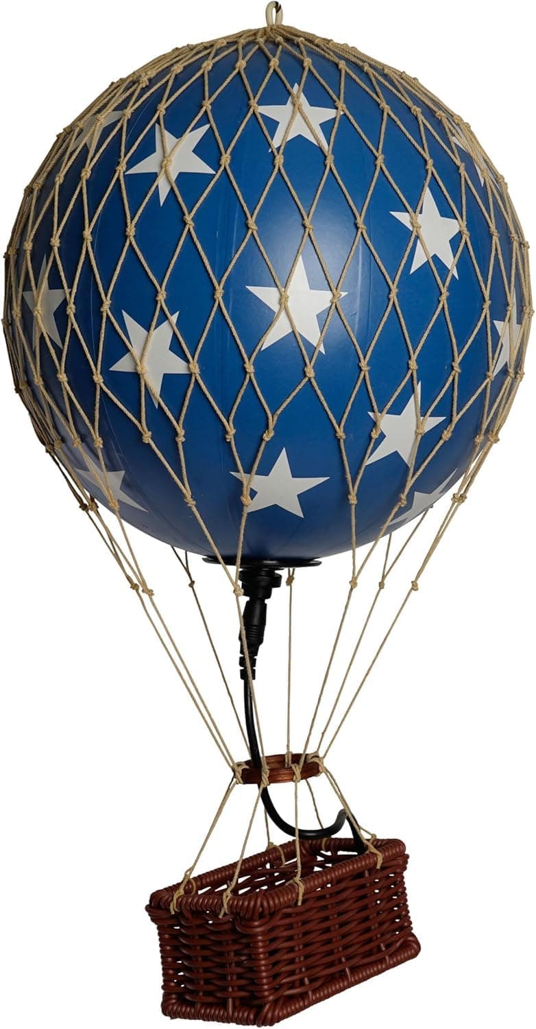 Authentic Models LED Hot Air Balloon Lanterns: Magical Night Sky Decor | Hot Air Balloon Decor | LED Lantern Decor for Enchanting Evenings | Remote Control Included - Royal Aero LED, Blue Stars