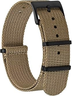 Nylon Watch Straps for Men, One-Piece Military Watch Bands, 18mm 20mm 22mm
