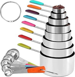 BOPEI 13Pcs Stainless Steel Measuring Cup and Spoon Set