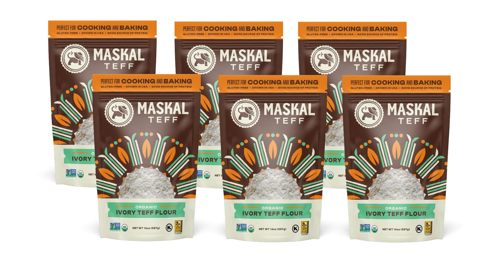 - Maskal Teff Organic Ivory Teff Flour, 14 Ounce (6 pack)