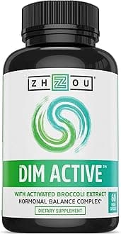 Zhou DIM Active - DIM Supplement, Hormone Balance for Women & Men, Hormonal Support with 250mg Diindolylmethane - 60 Vegan Capsules