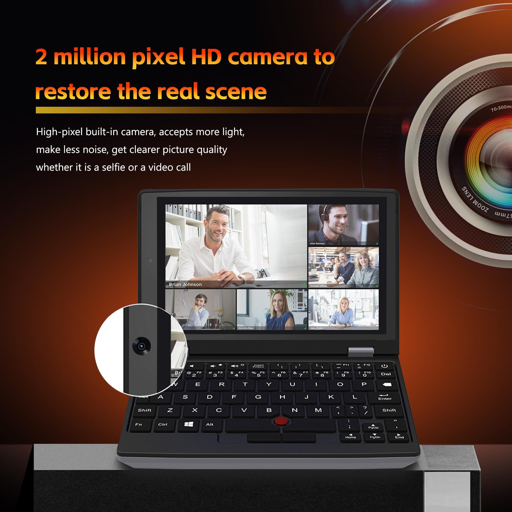 7 inch Mini Laptop, 12th Gen N95 Touchscreen Pocket Computer, 32GB RAM 512GB SSD Ultrabook Notebook 2.0MP Win-11 Pro, Mini HDMI, TF Card - for Office/Travel/Students