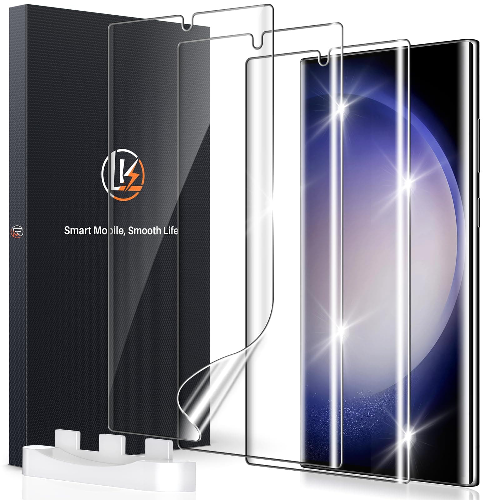 3 Pack for Samsung Galaxy S23 Ultra Screen Protector [Not Glass] [Support Fingerprint Unlock] Touch Sensitive, Anti-Scratch 3D Curved Max Coverage Screen Protector for Samsung Galaxy S23 Ultra