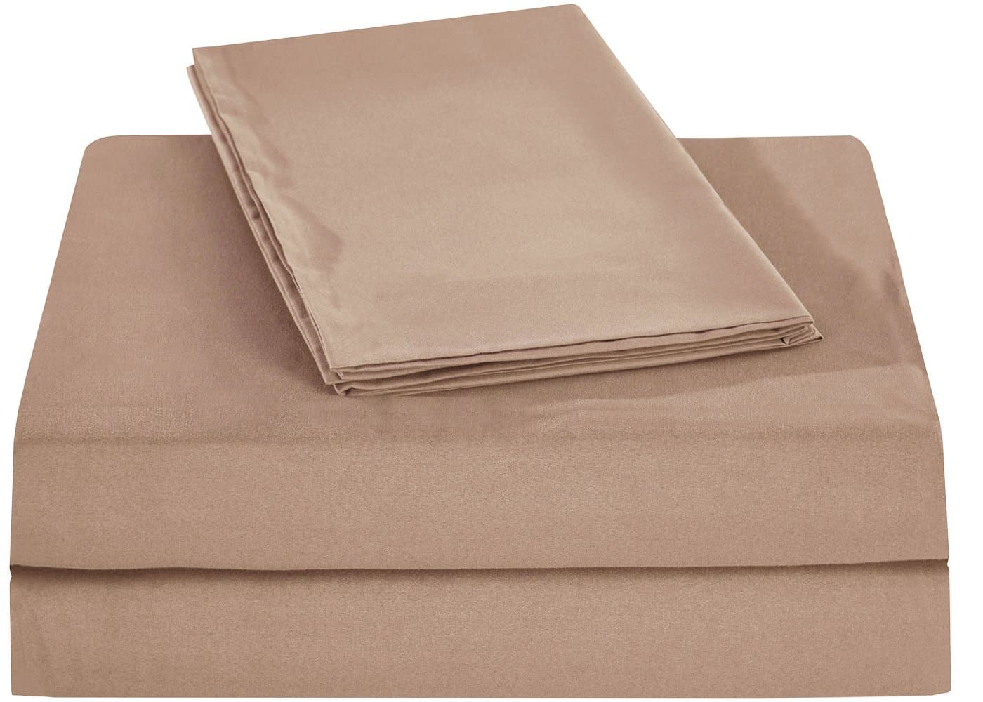 Honeymoon Microfiber 4-Piece Bed Sheet Set, King, Dark Cream