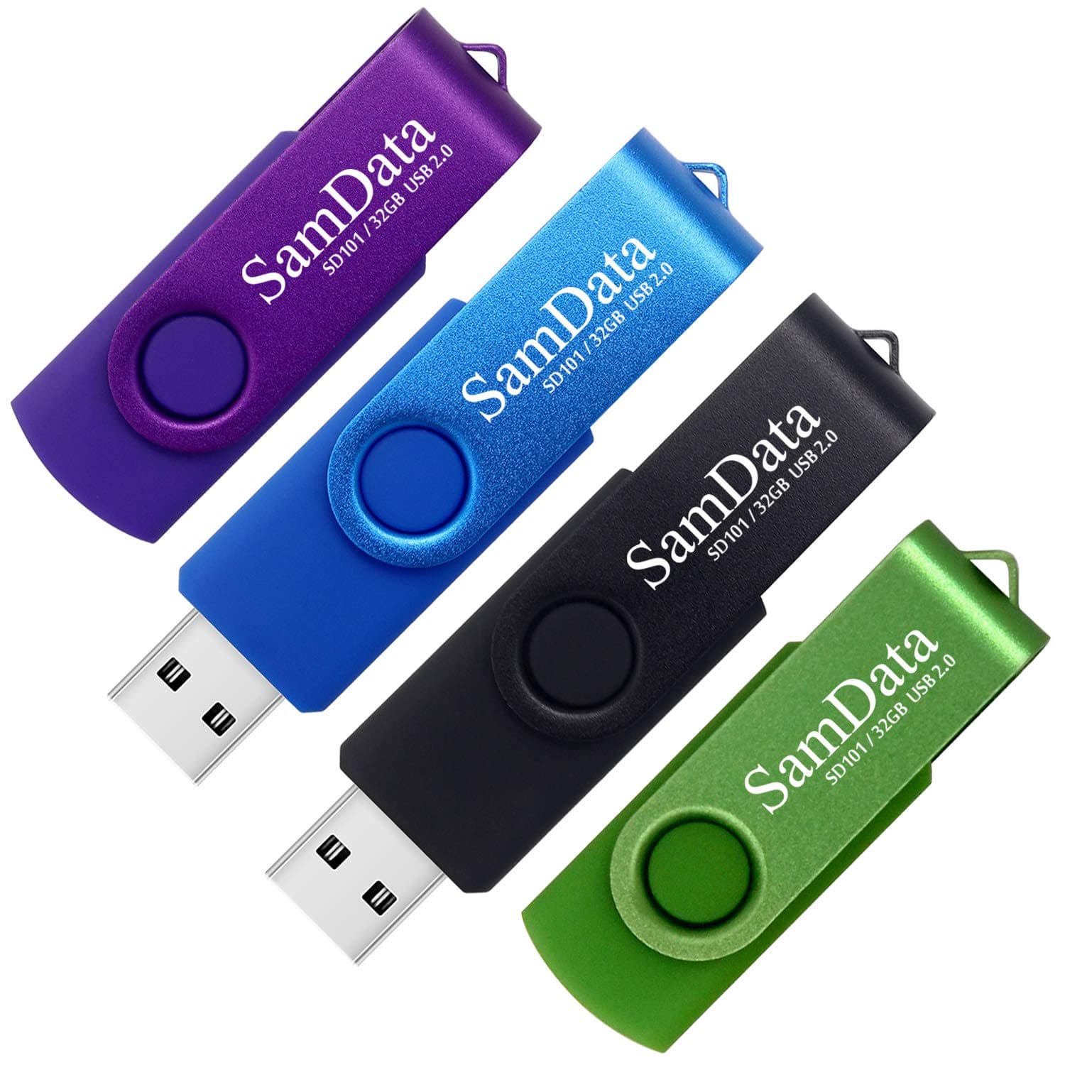 32GB USB Flash Drives 4 Pack 32GB Thumb Drives Memory Stick Jump Drive with LED Light for Storage and Backup (4 Colors: Black Blue Green Purple)