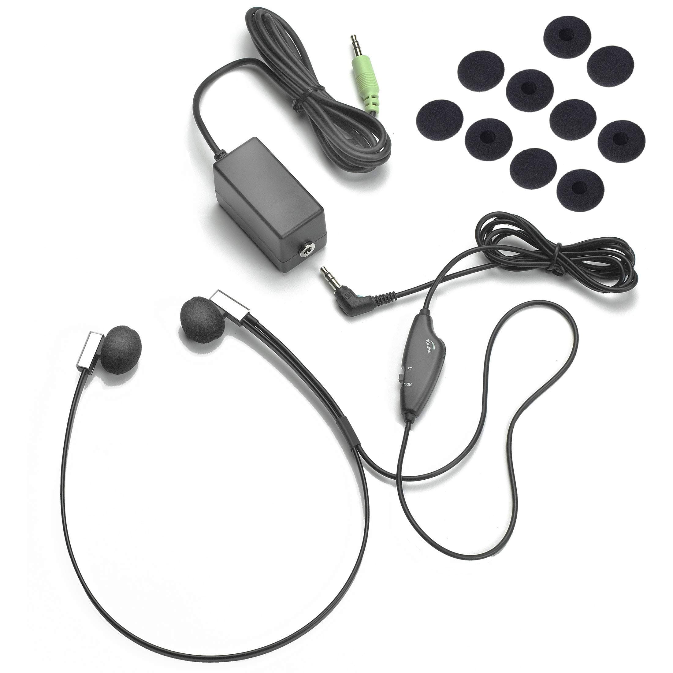 Flexfone FLX-10 Twin Speaker Transcription Headset with Volume Control with 5 Extra Pairs of Sponges