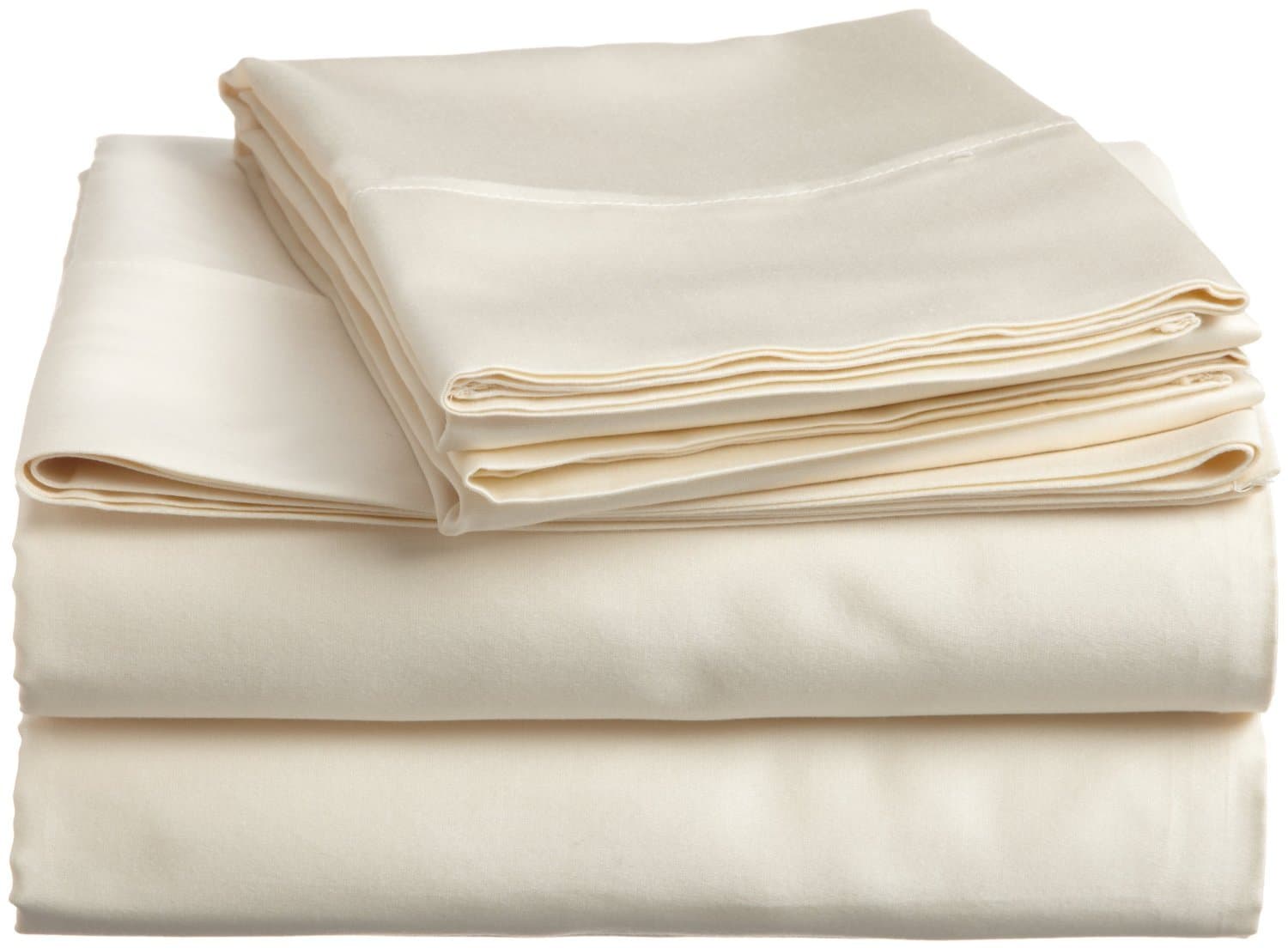 Hotellinen 1500 Thread Count Solid Ivory Egyptian Cotton Elegant Comfort 4-Piece Super Soft Extra Deep Pocket, Sheet Set Fit Upto 34 Inches Deep Pocket, King Size