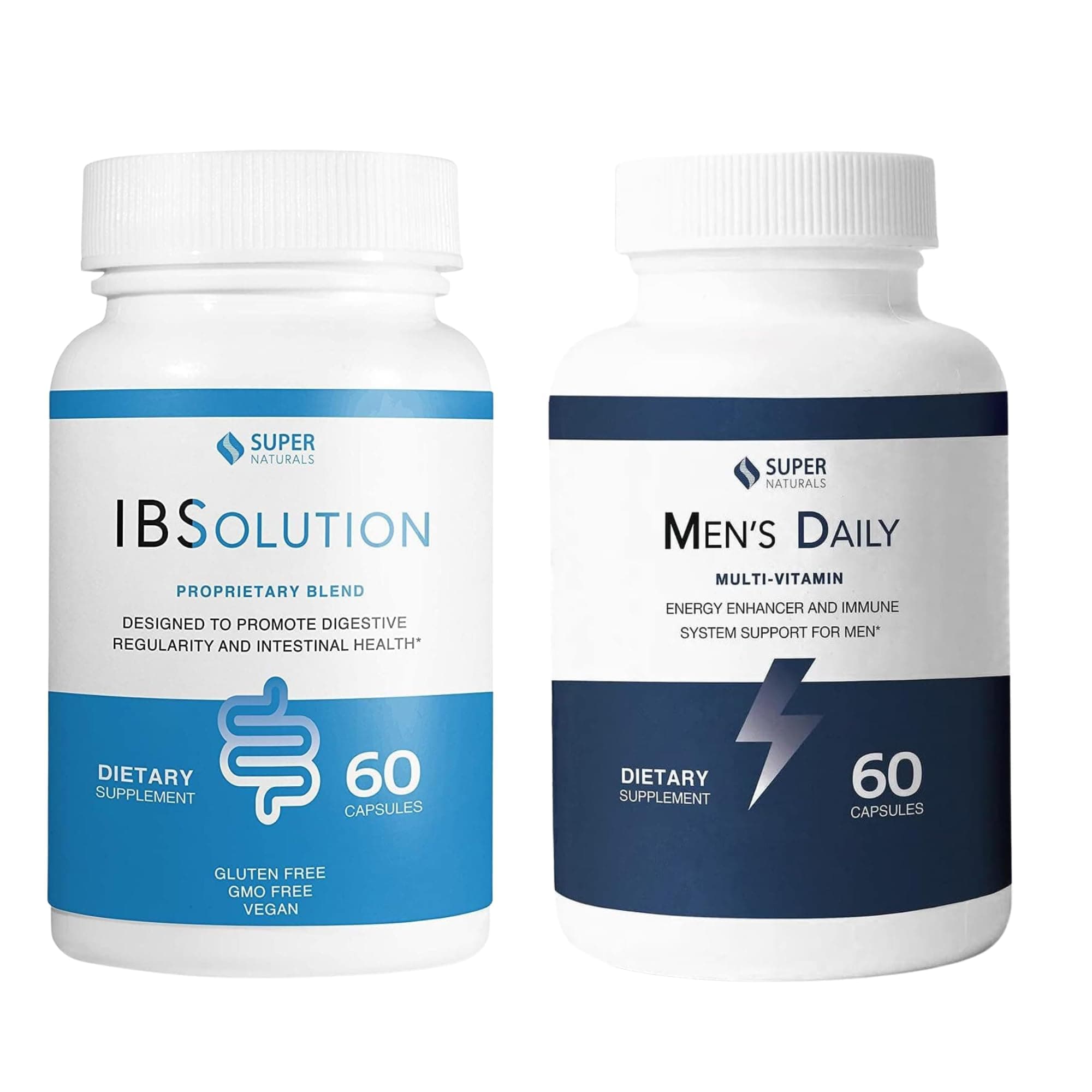 IBSolution and Men's Multivitamin Bundle - All-Natural Supplement to Support Digestive Health, Gas, Bloating and Constipation, Immune System Support for Men - 60 Capsules, 2-Pack