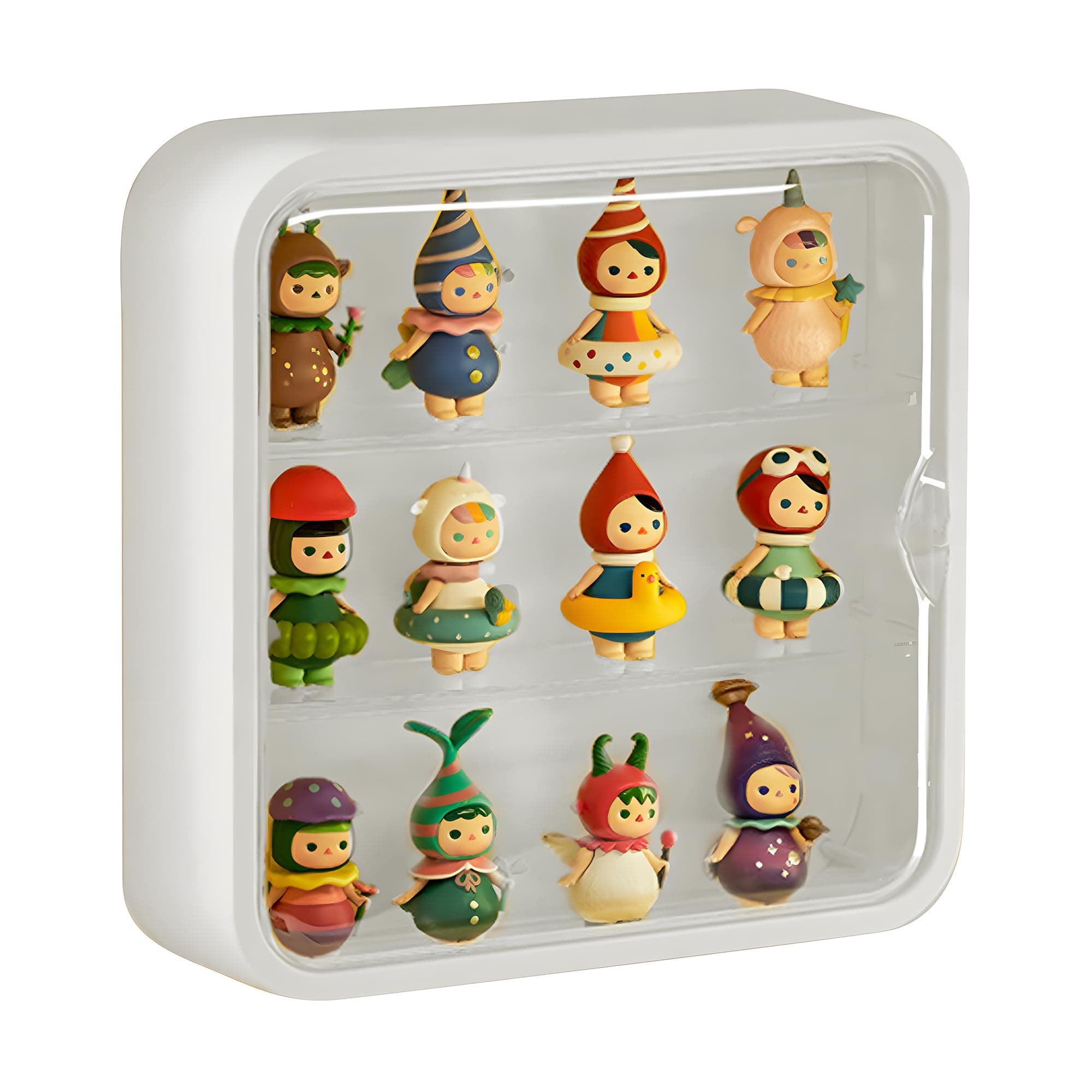 Clear Display Case for Figures, 3 Tiers Wall Mounted Doll Display Cases with Magnetic Door, Blind Box Displays Shelf Dust and Moisture Proof for Pop Mart Blind Box Collectibles Figure Toys