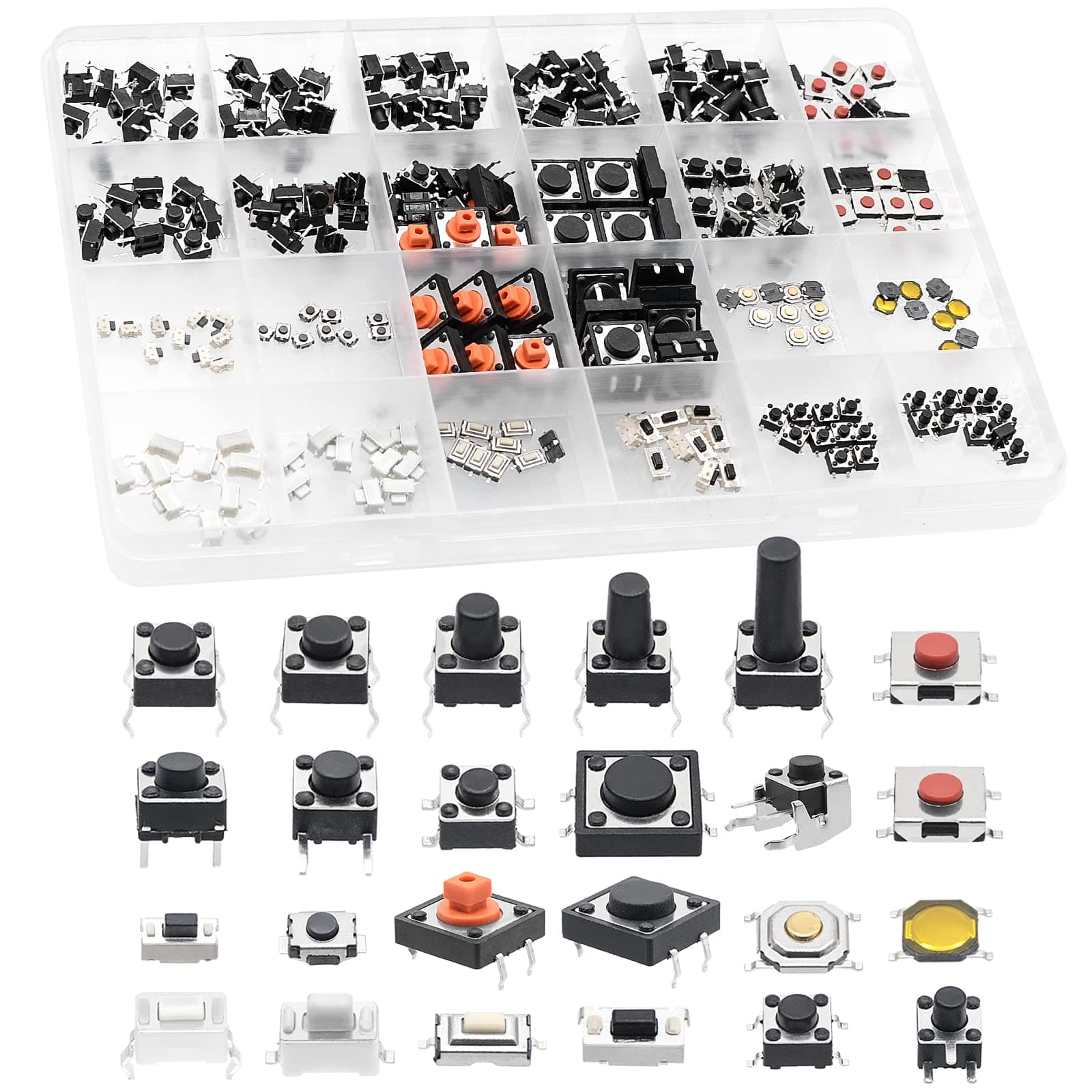 - QTEATAK 240 Pcs 24 Value Micro Momentary Tactile Push Button Switch Tact Assortment Kit