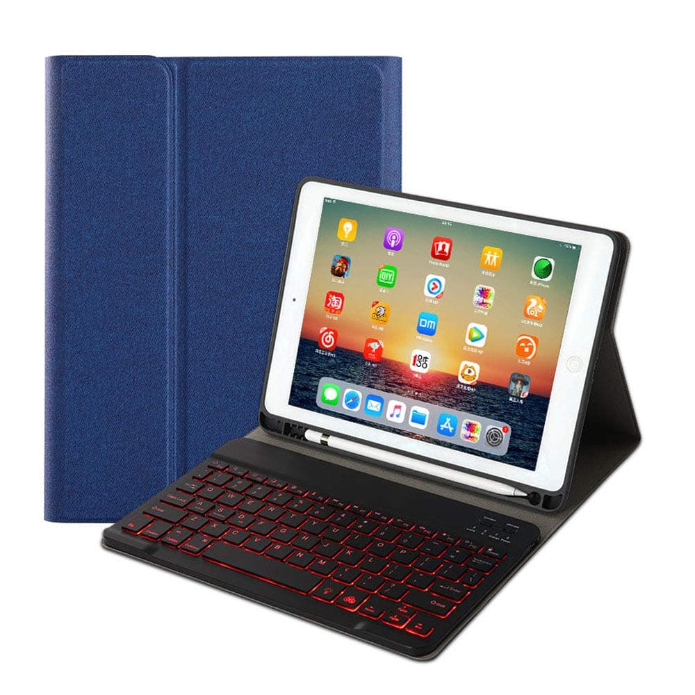 for iPad 9th Gen(2021)/7th 8th Generation 10.2-inch Keyboard Leather Case,7 Colors Backlit Wireless Bluetooth Removable Keyboard with Slim Folio Cover for iPad 10.2"(Blue)