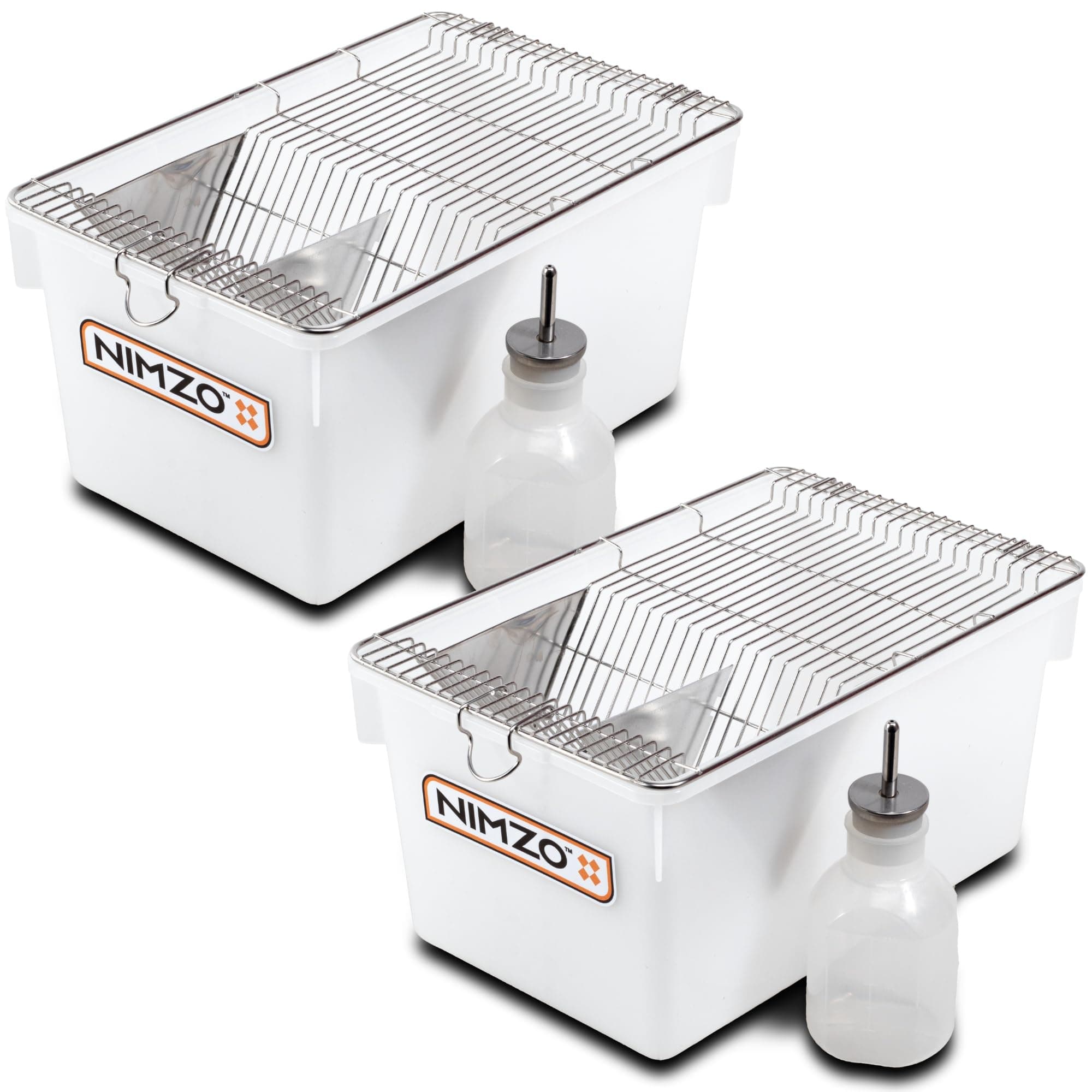 Nimzo Small Lab Cage - Mouse Breeding & Weaning Cage, 2-Pack with 250ml Bottle