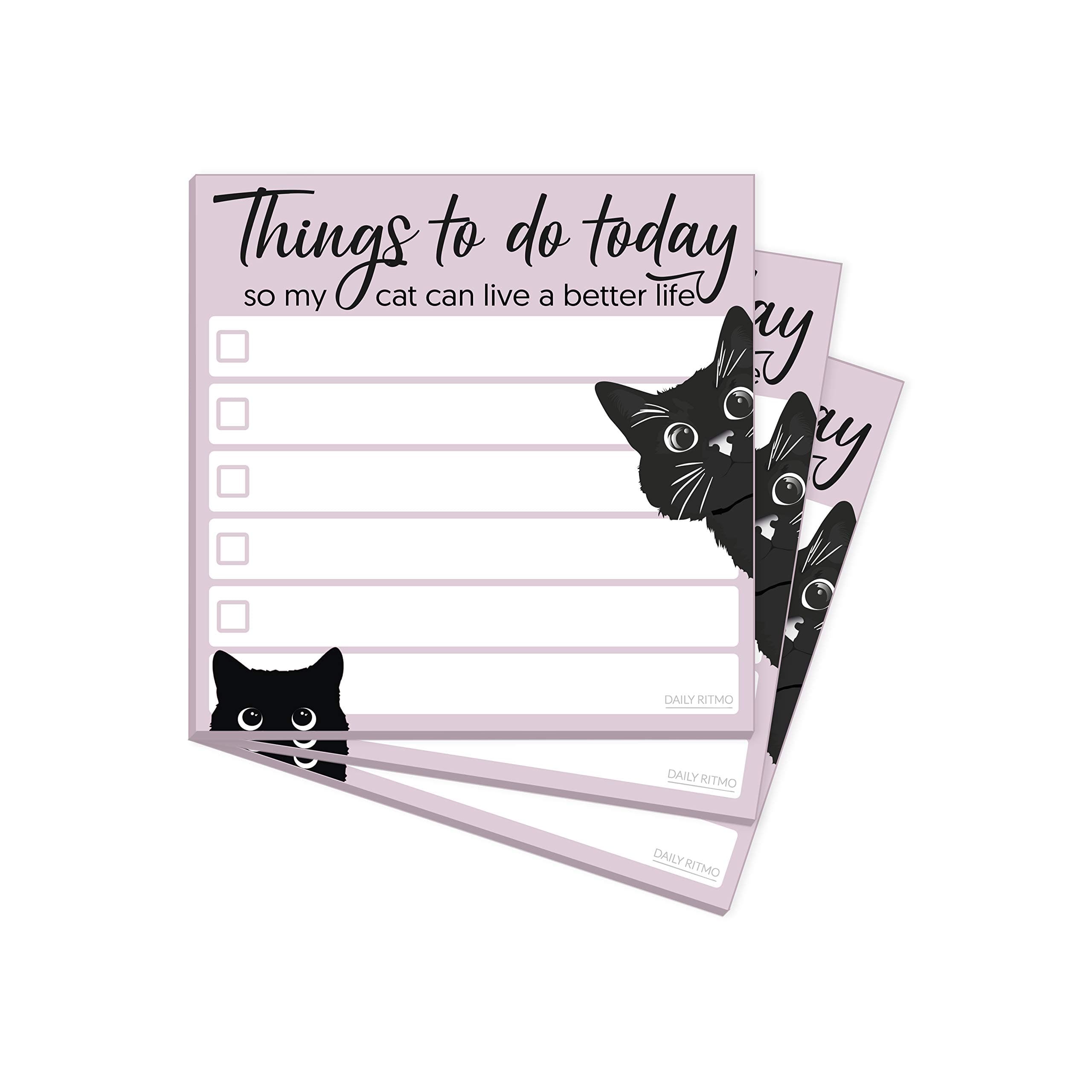 Mini Cat Funny to Do List Sticky Notes | Things to Do Today So My Can Can Live a Better Life | Cat Lover Gift | 3x3 inches, 3-Pack by DAILY RITMO
