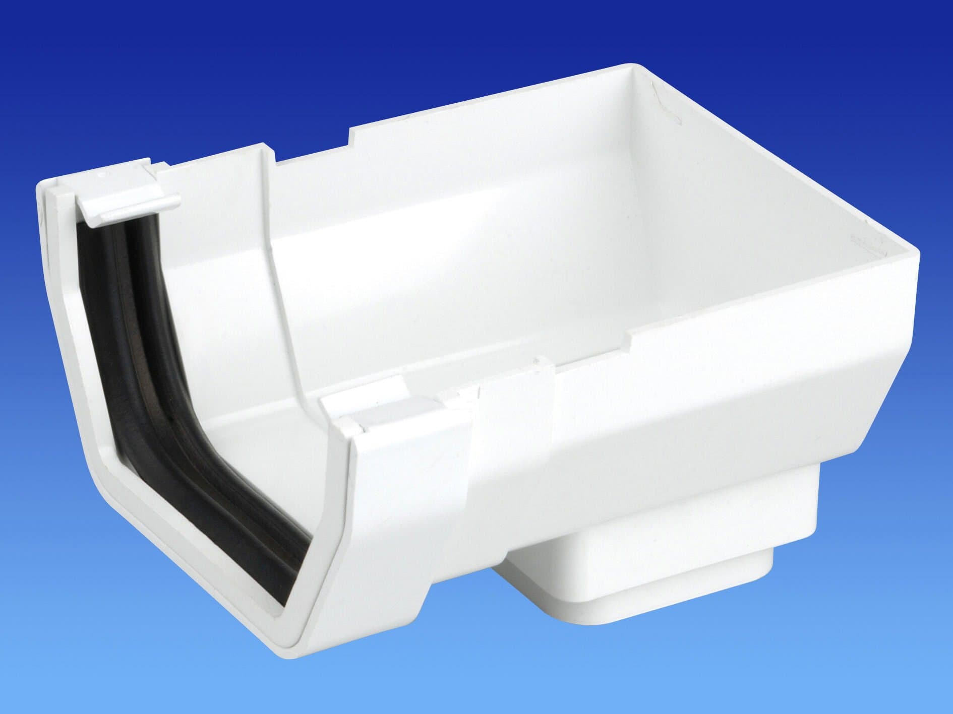 Wavin 4T807W White OSMA Squareline 100mm White Guttering Range (StopEnd Outlet)