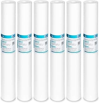 Membrane Solutions 1 Micron Sediment Water Filter Replacement Polypropylene Cartridge 20"x2.5" for Whole House Filter System - 6 Pack